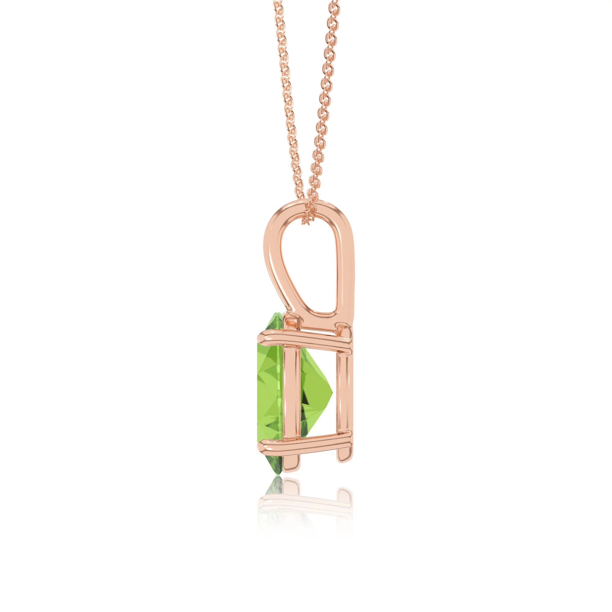 natural peridot oval solitaire necklaces in rose gold 