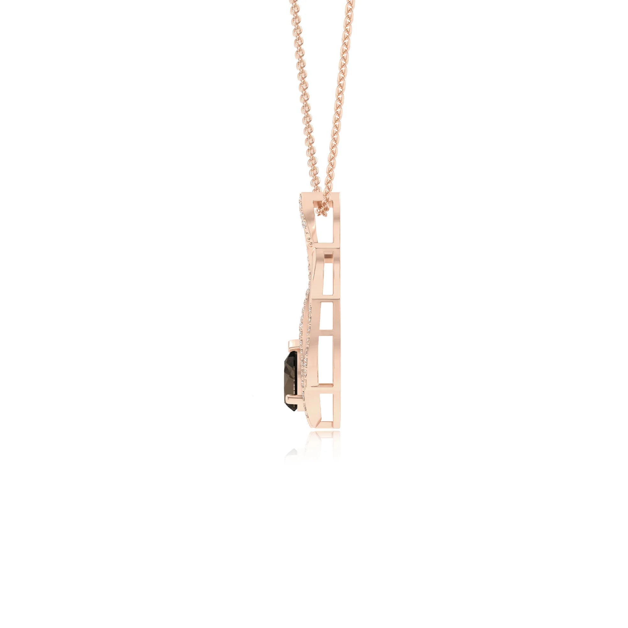 natural smoky-quartz pear solitaire necklaces in rose gold 