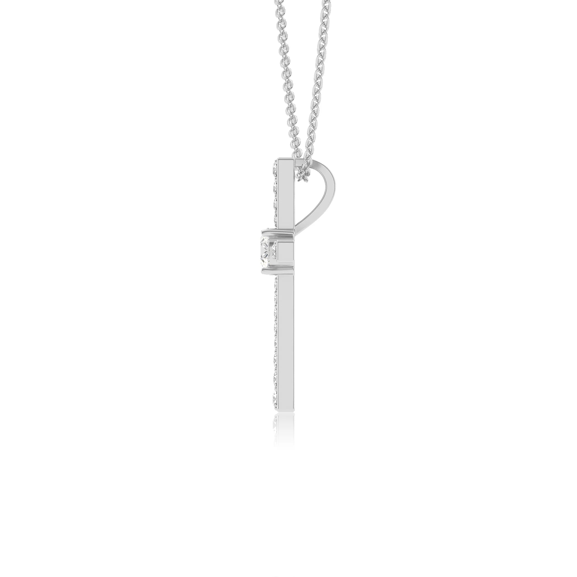 lab grown moissanite round infinity necklaces in white gold 