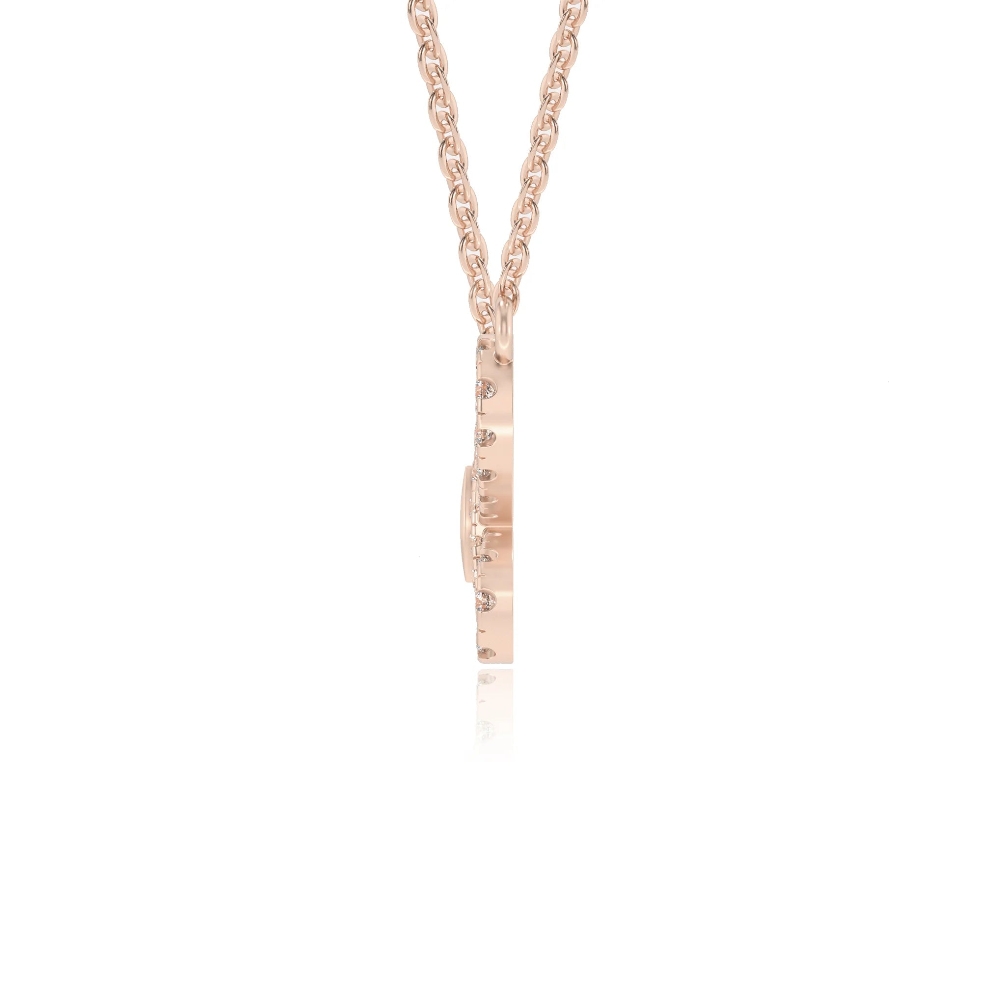 lab grown moissanite round infinity necklaces in rose gold 