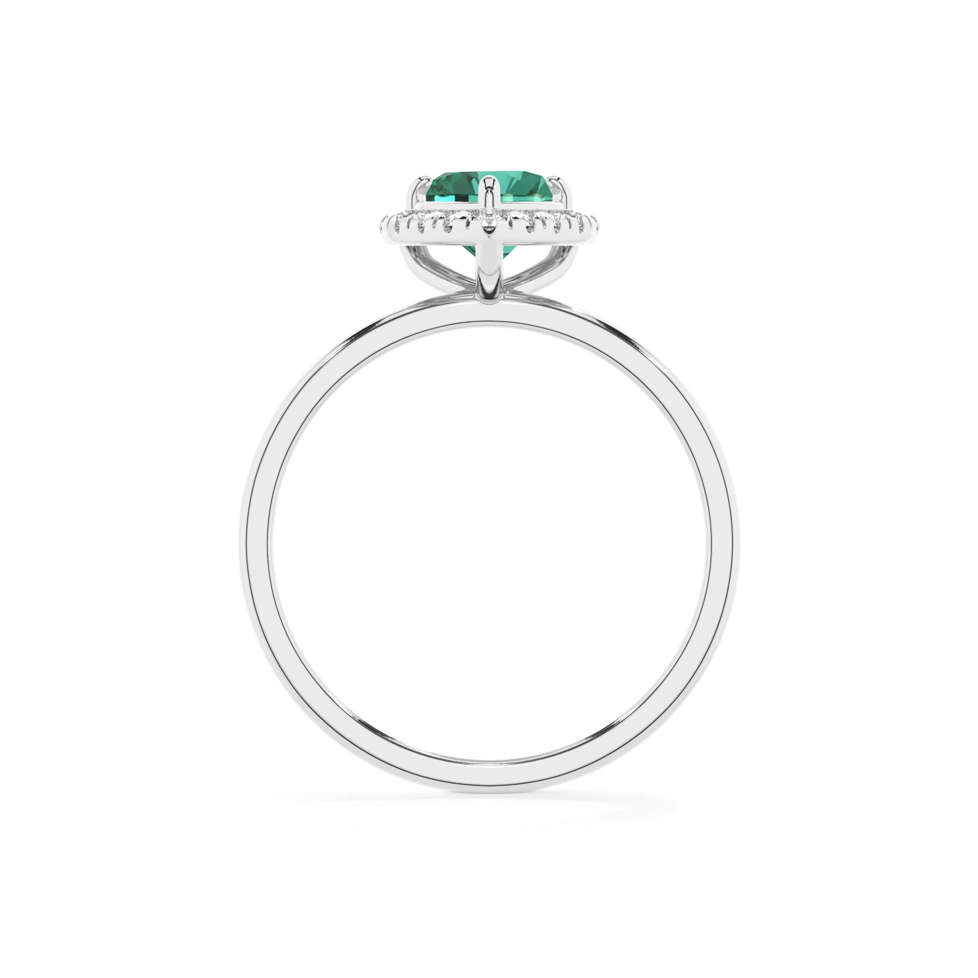 lab grown emerald heart solitaire rings in white gold 