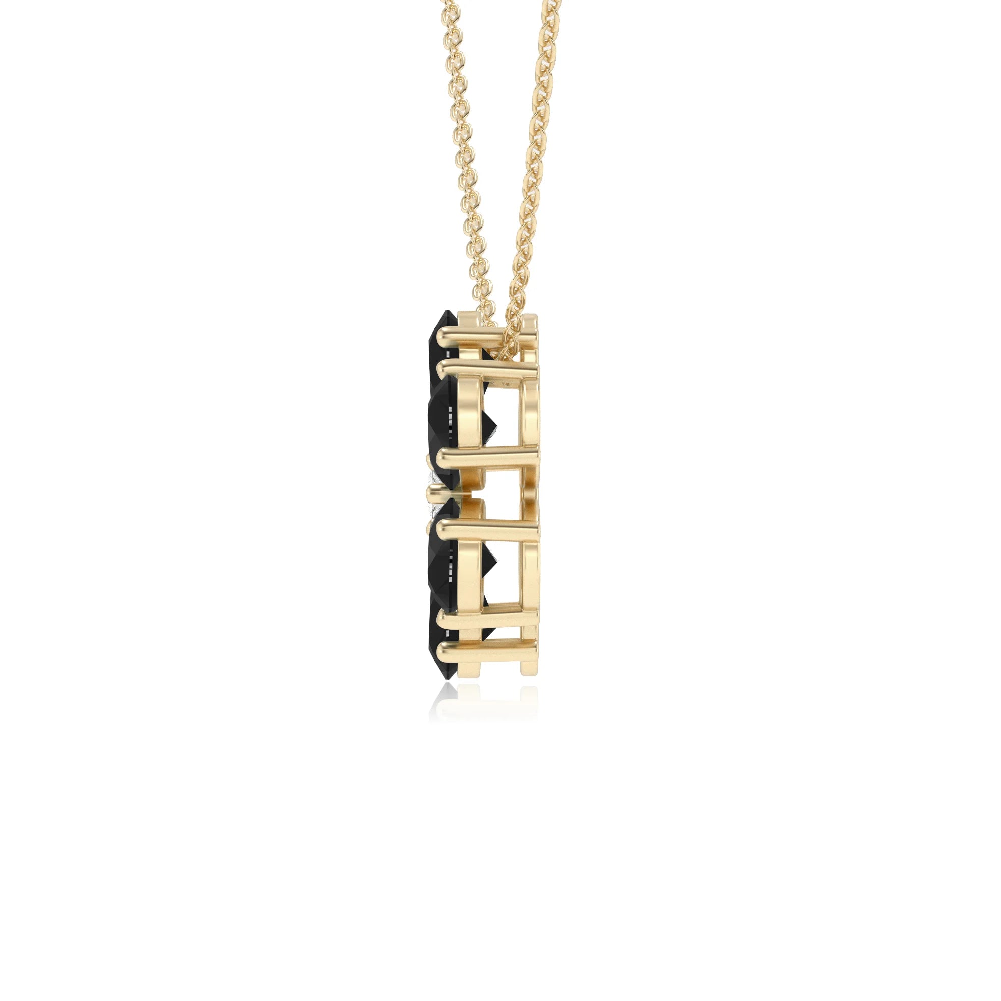 natural black-onyx pear solitaire necklaces in yellow gold 