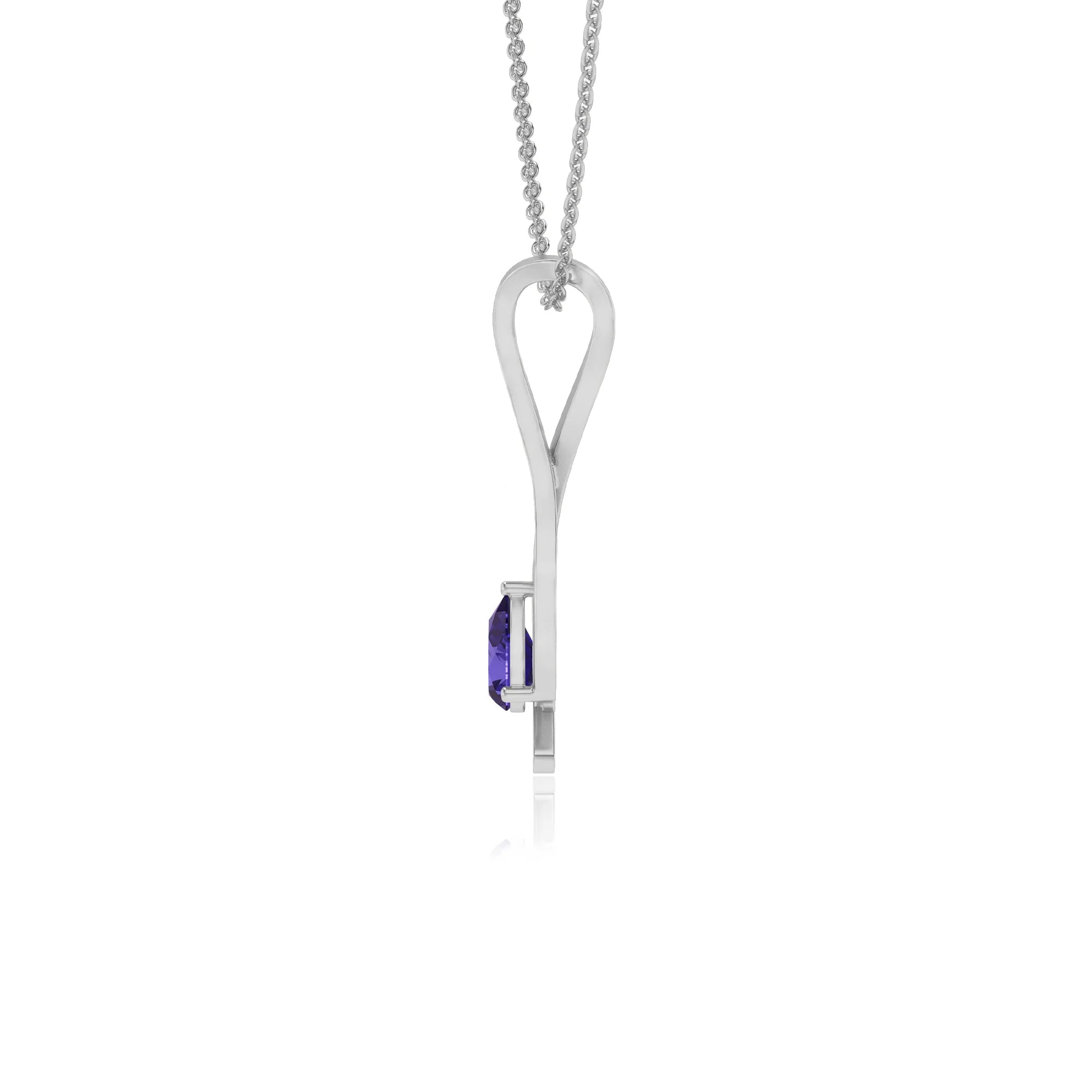 lab grown tanzanite pear solitaire necklaces in white gold 