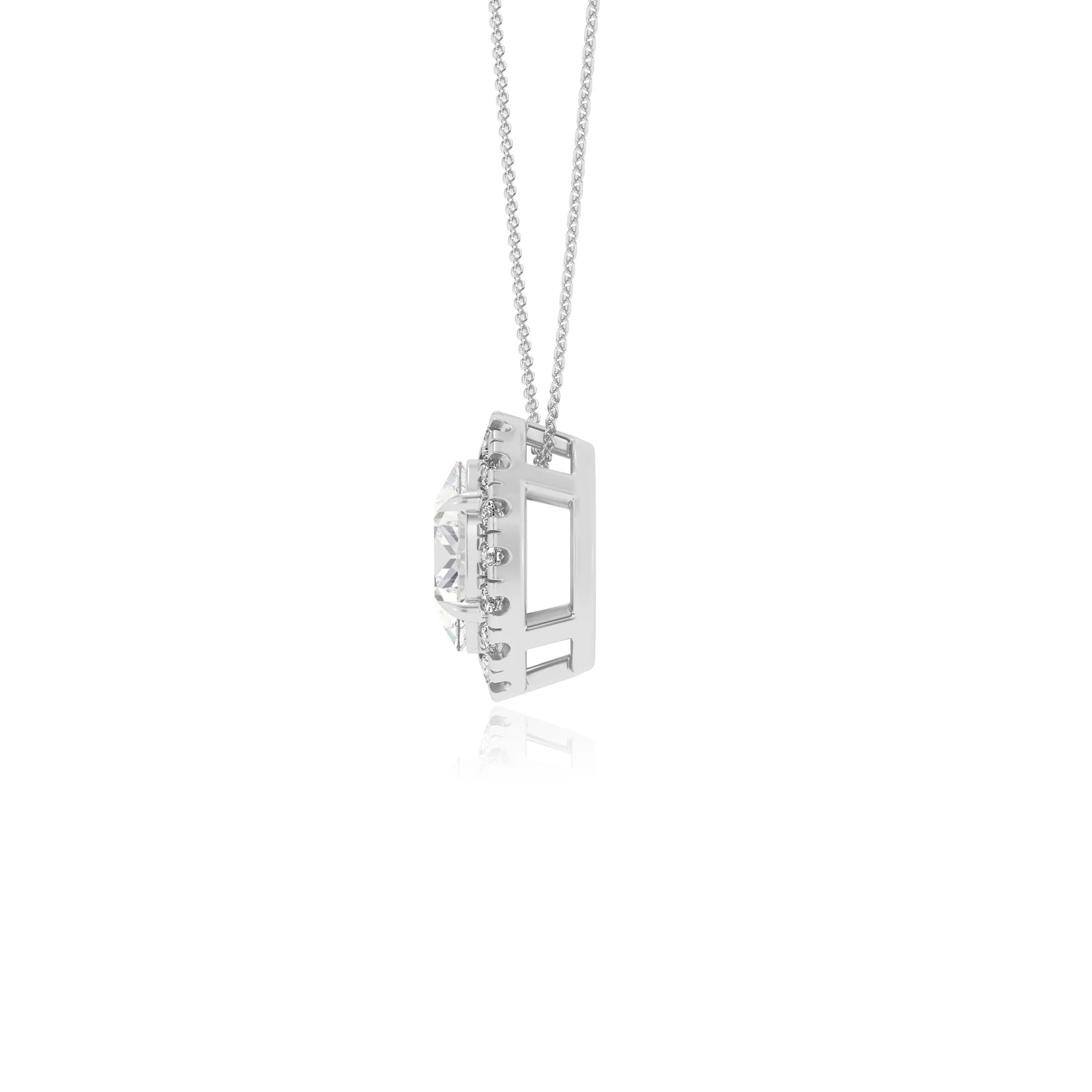 lab grown moissanite oval solitaire necklaces in white gold 