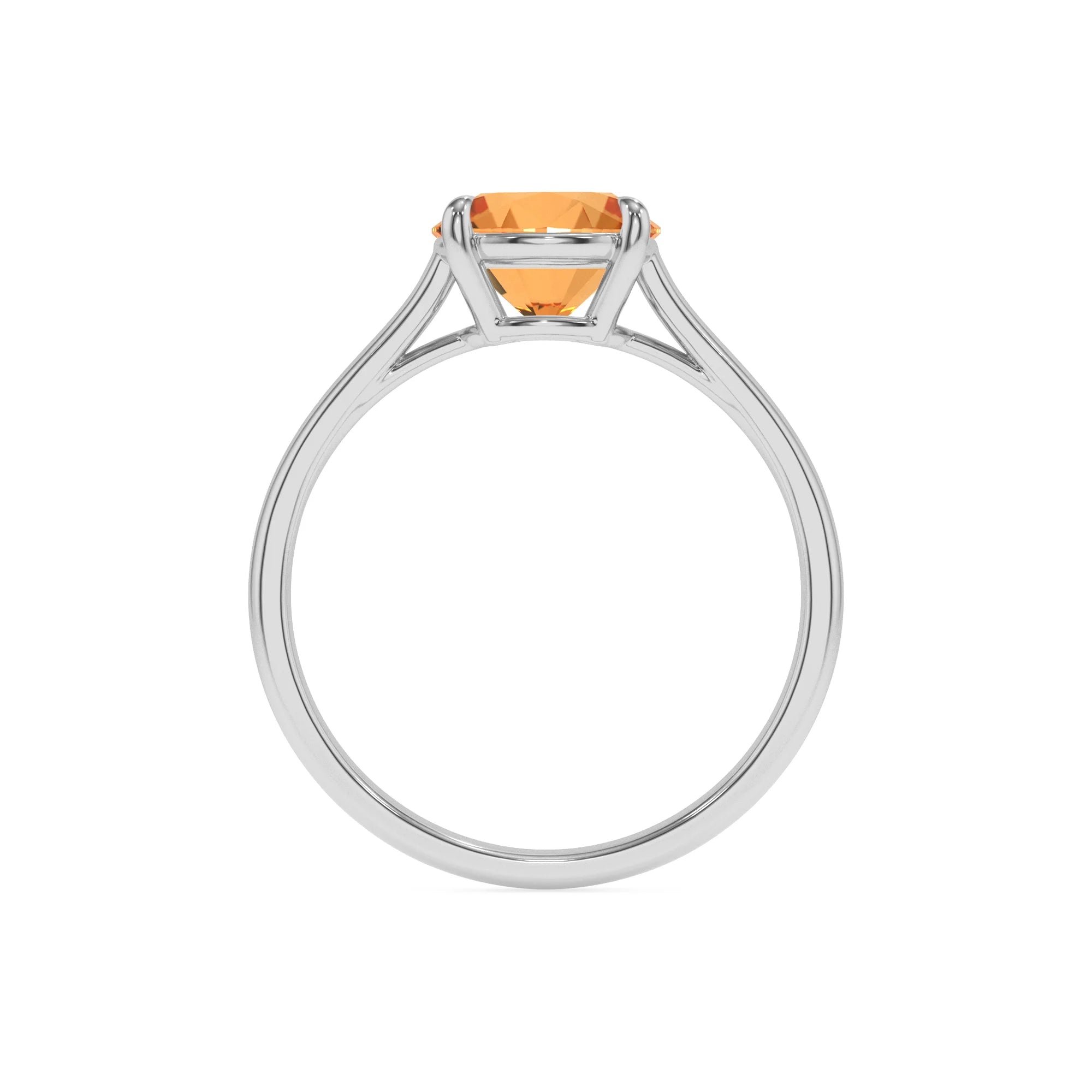 lab grown citrine round solitaire rings in platinum 