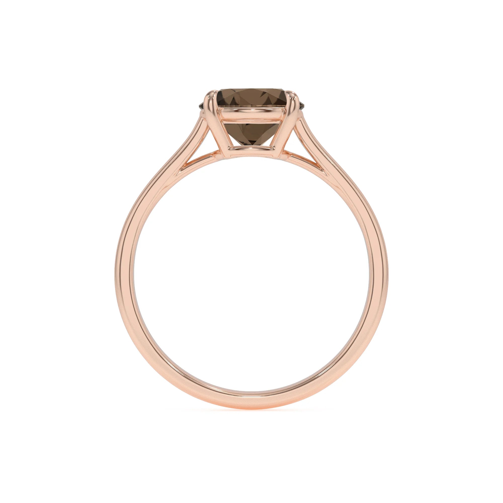 natural smoky-quartz round solitaire rings in rose gold 