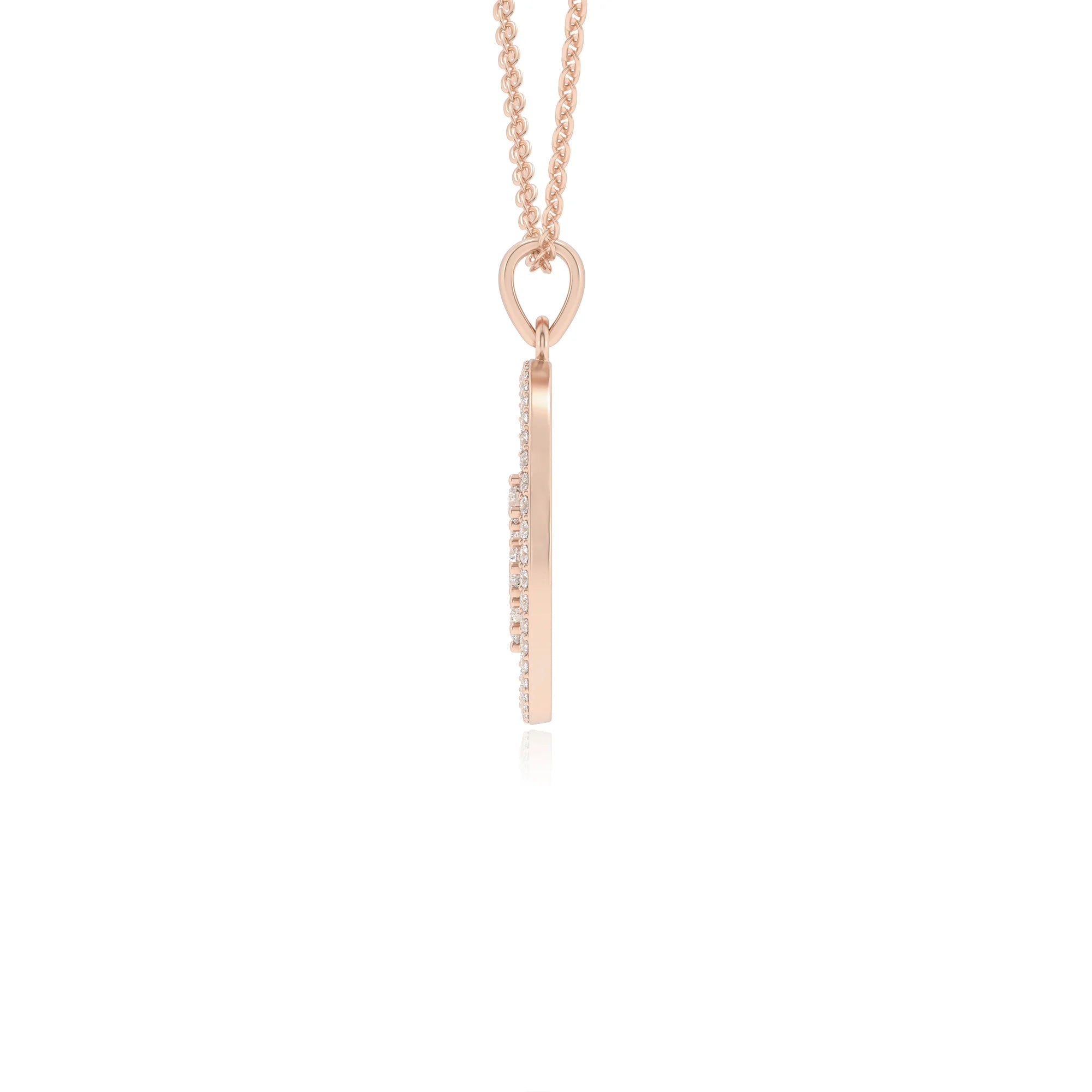 lab grown moissanite round necklaces in rose gold 