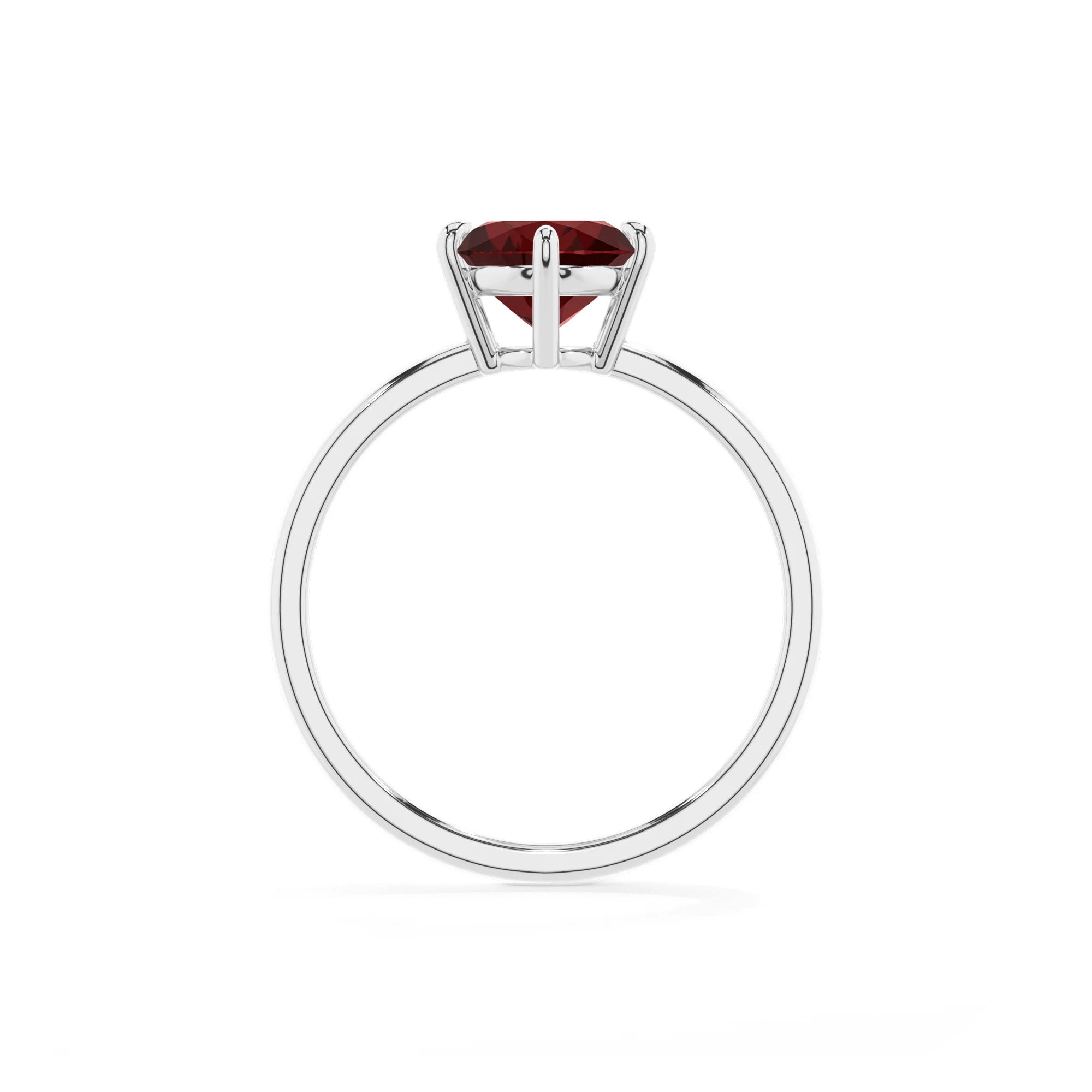 natural garnet oval solitaire rings in platinum 