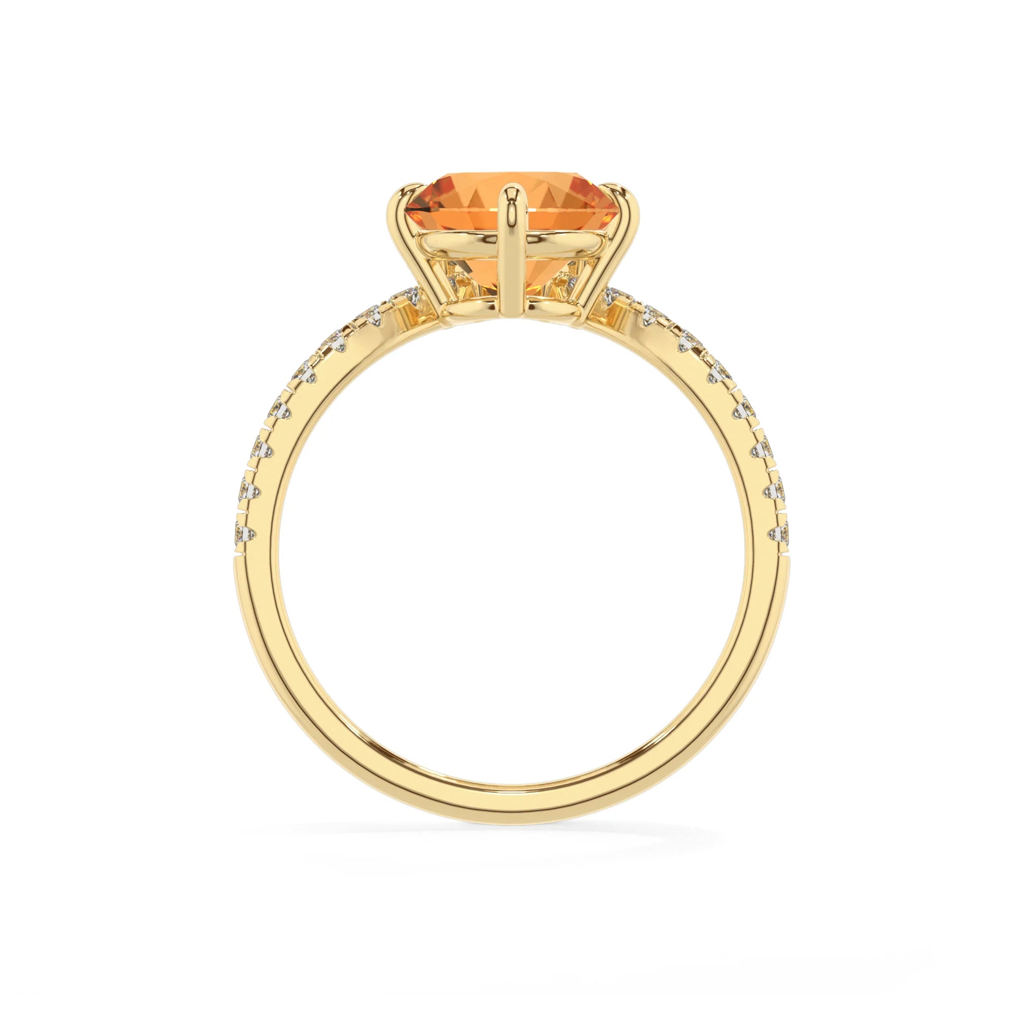 lab grown citrine round solitaire rings in yellow gold 