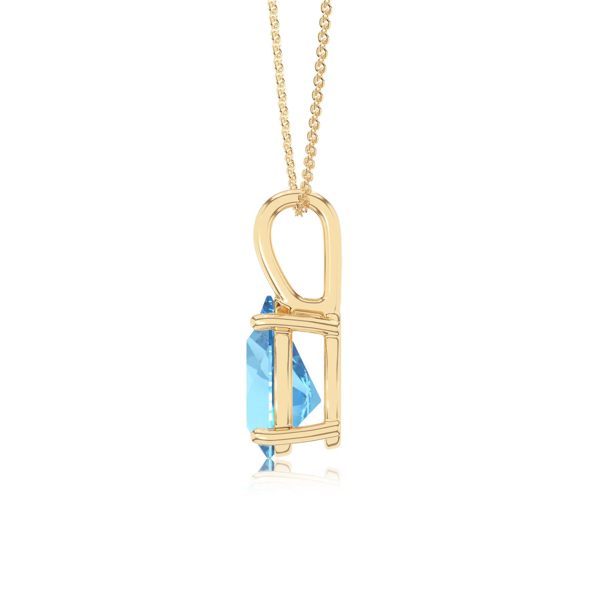 natural swiss-blue-topaz pear solitaire necklaces in yellow gold 