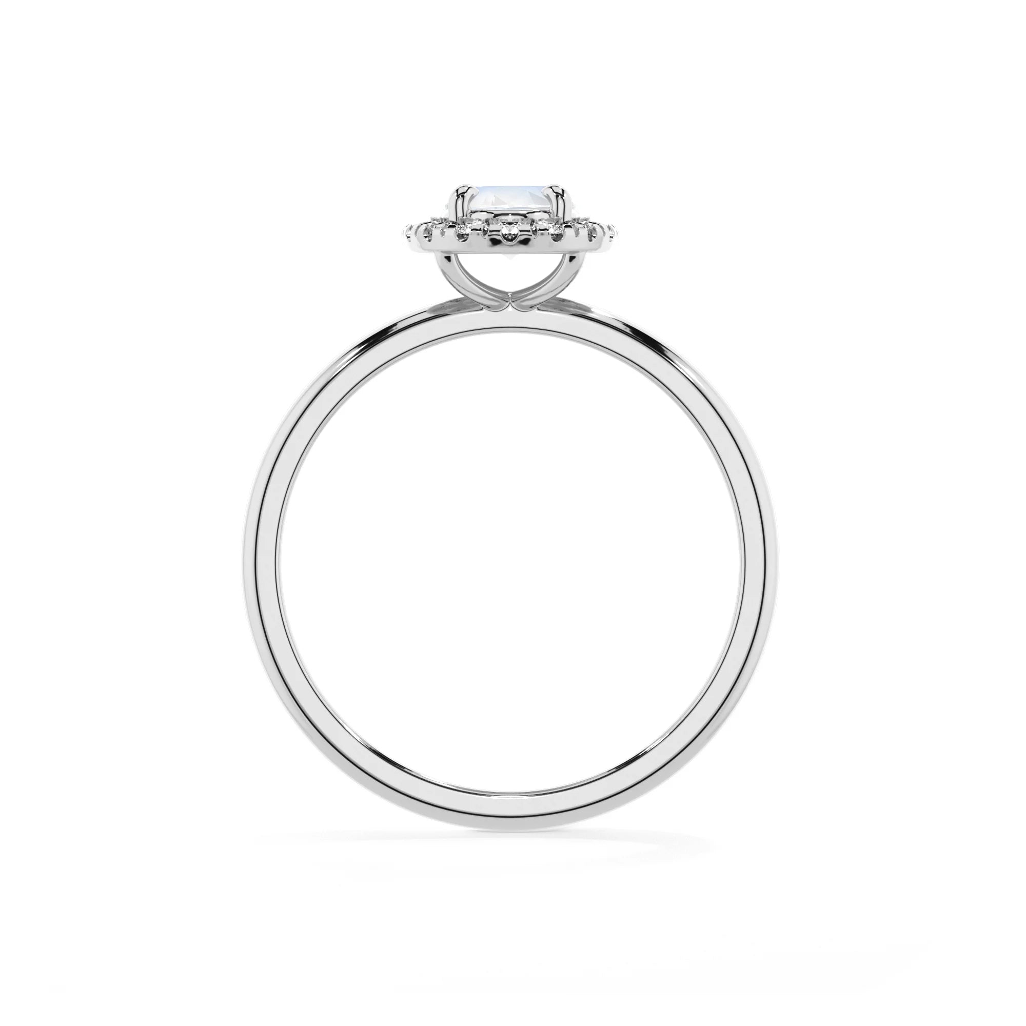 natural rainbow-moonstone oval solitaire rings in platinum 
