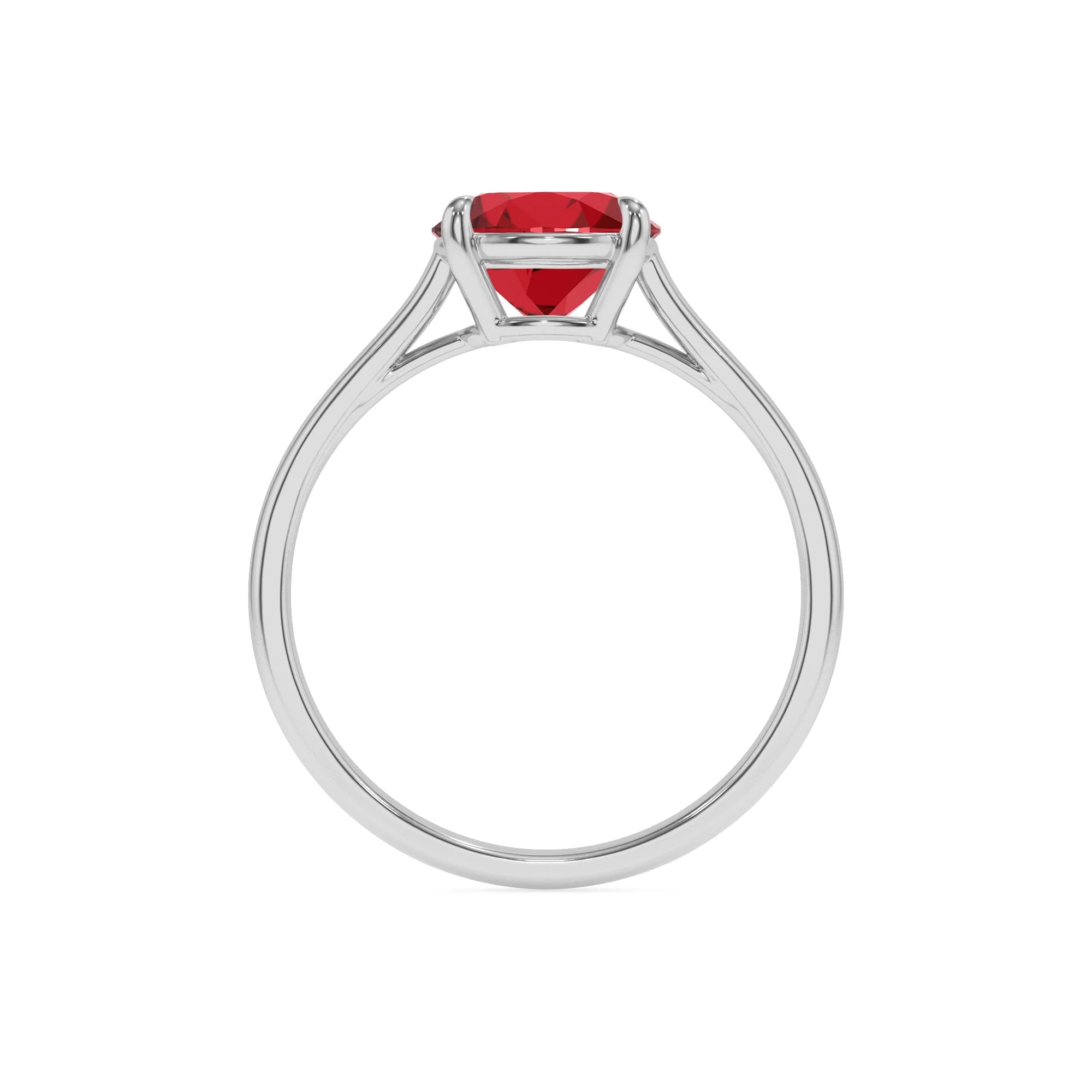 lab grown ruby round solitaire rings in sterling silver 