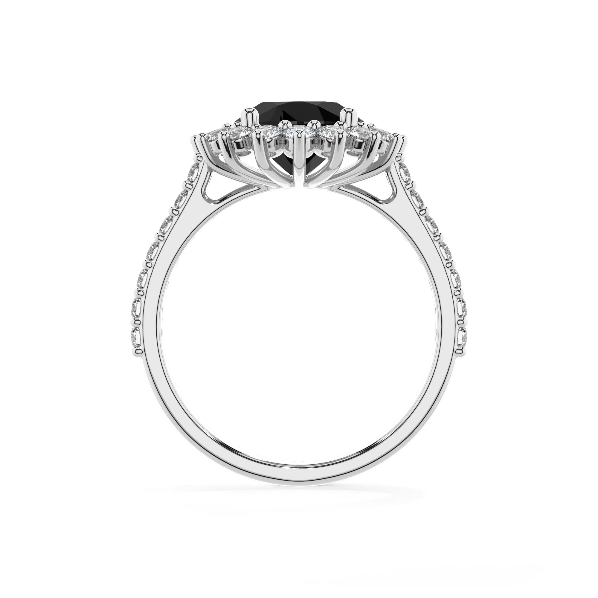natural black-onyx round solitaire rings in sterling silver 