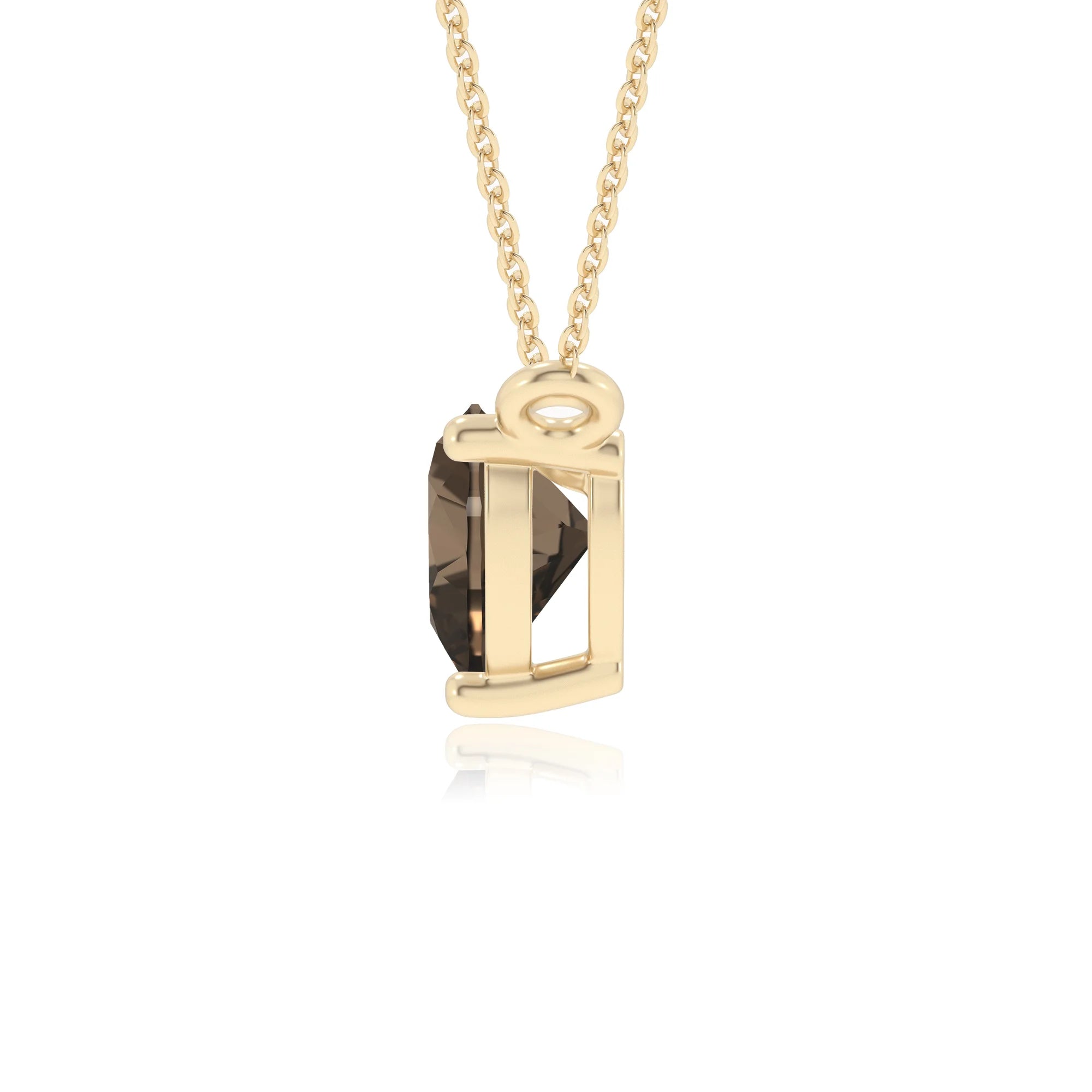 natural smoky-quartz heart solitaire necklaces in yellow gold 