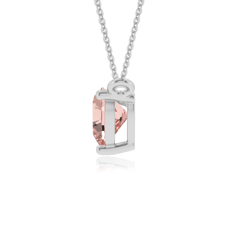 lab grown morganite heart solitaire necklaces in white gold 