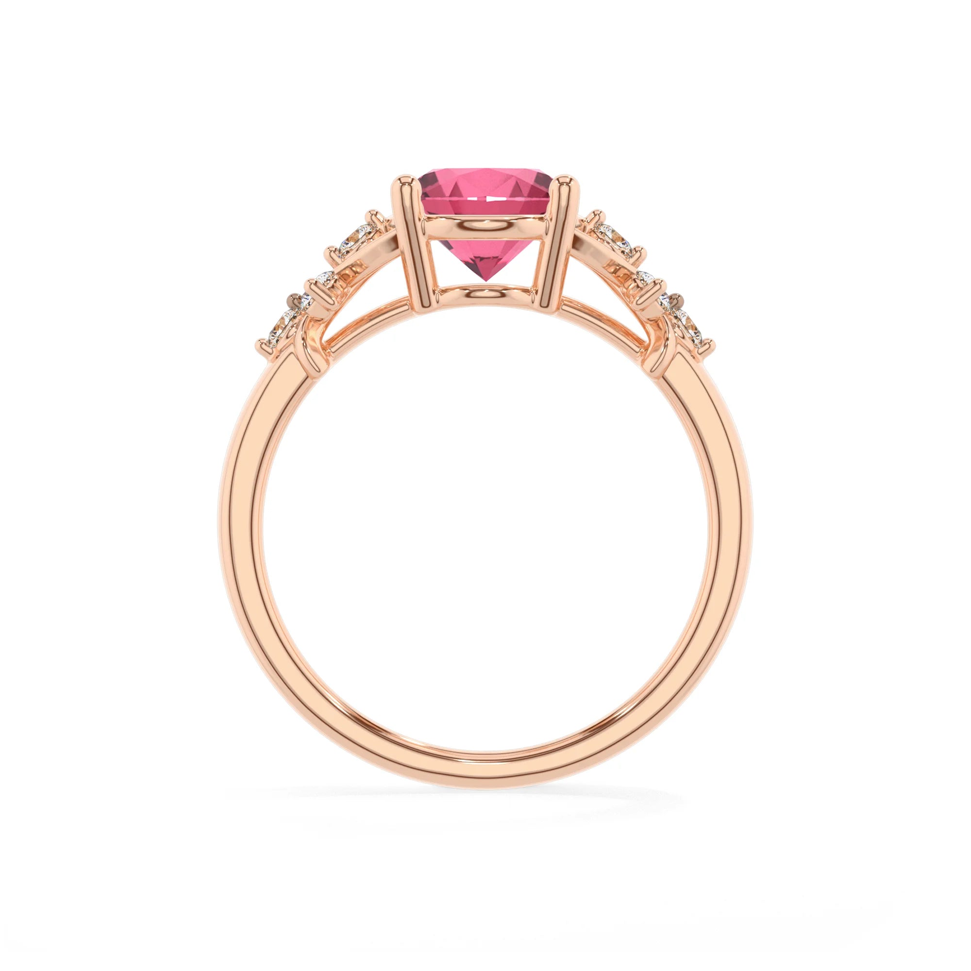 lab grown pink-tourmaline oval solitaire rings in rose gold 