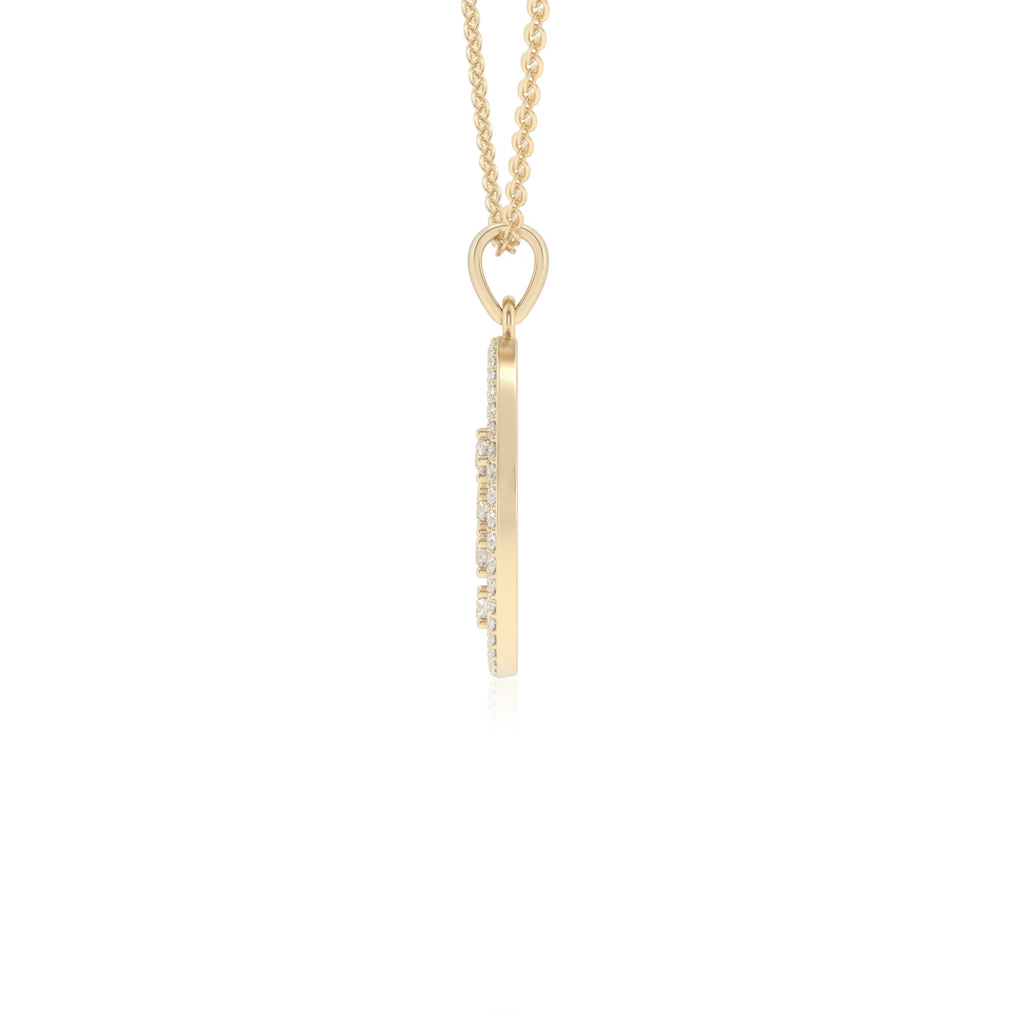 lab grown moissanite round necklaces in yellow gold 