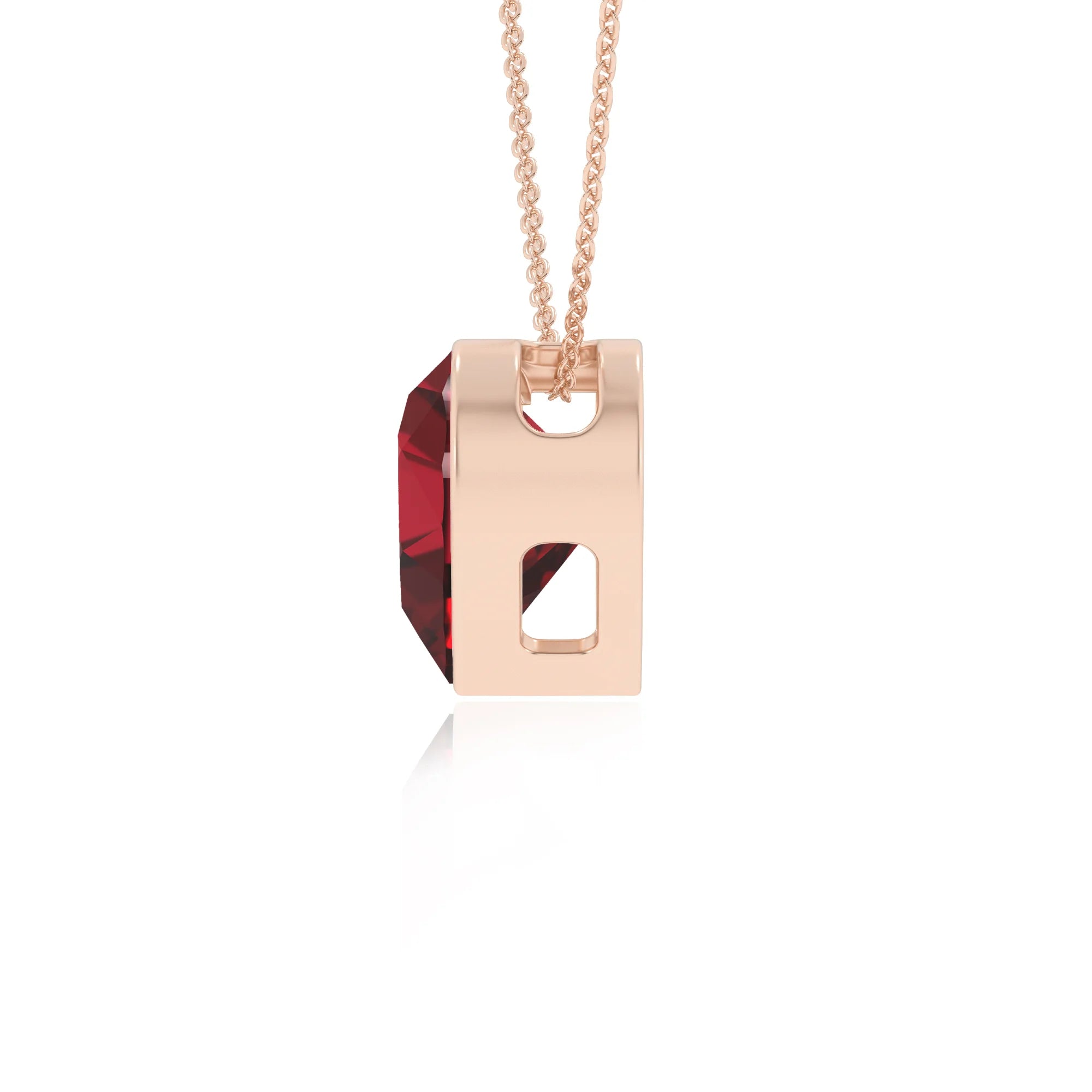 lab grown ruby heart solitaire necklaces in rose gold 