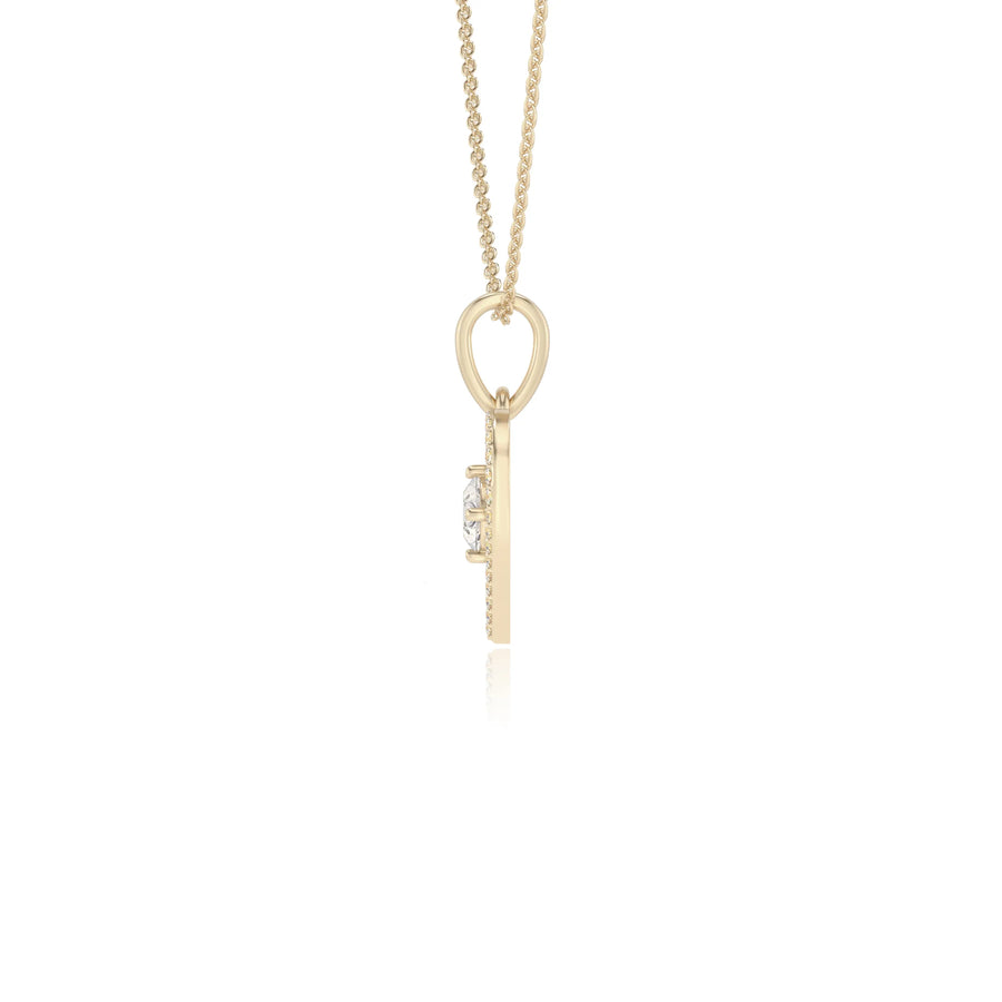 lab grown moissanite round infinity necklaces in yellow gold 