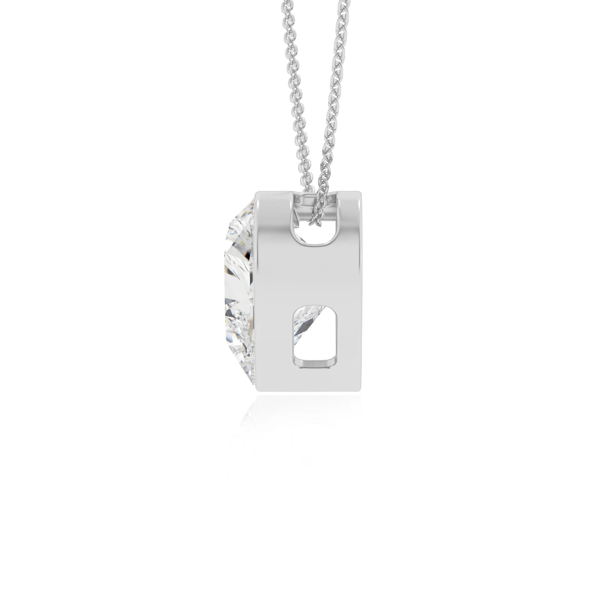 lab grown moissanite heart solitaire necklaces in white gold 