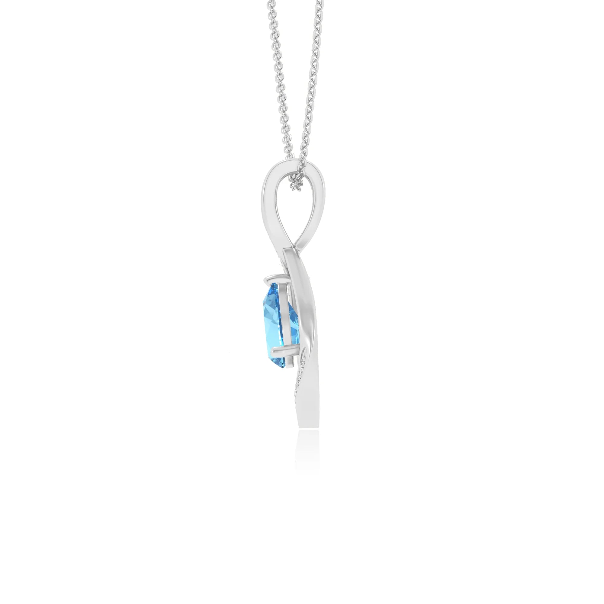 natural swiss-blue-topaz pear solitaire necklaces in sterling silver 