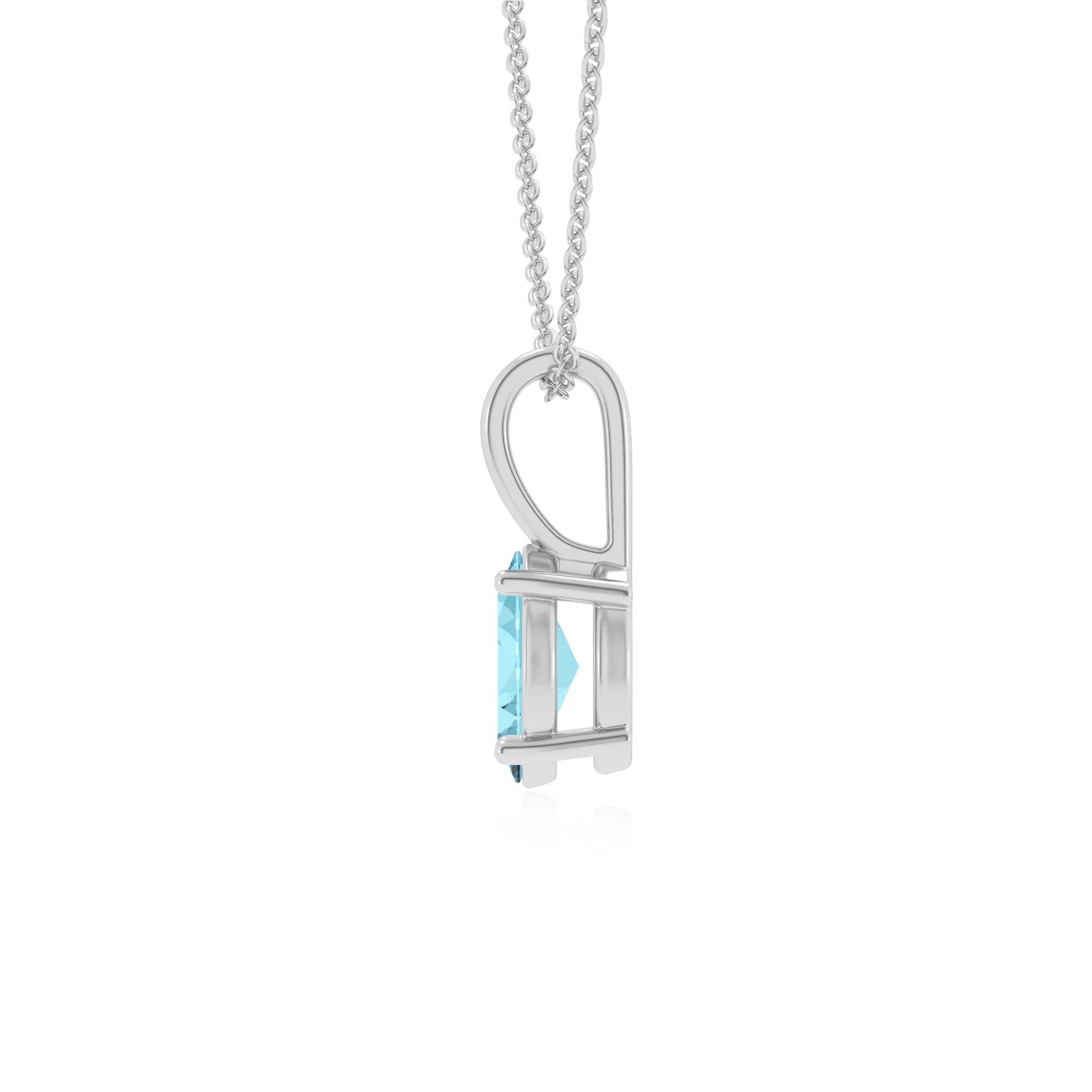 lab grown aquamarine oval solitaire necklaces in white gold 