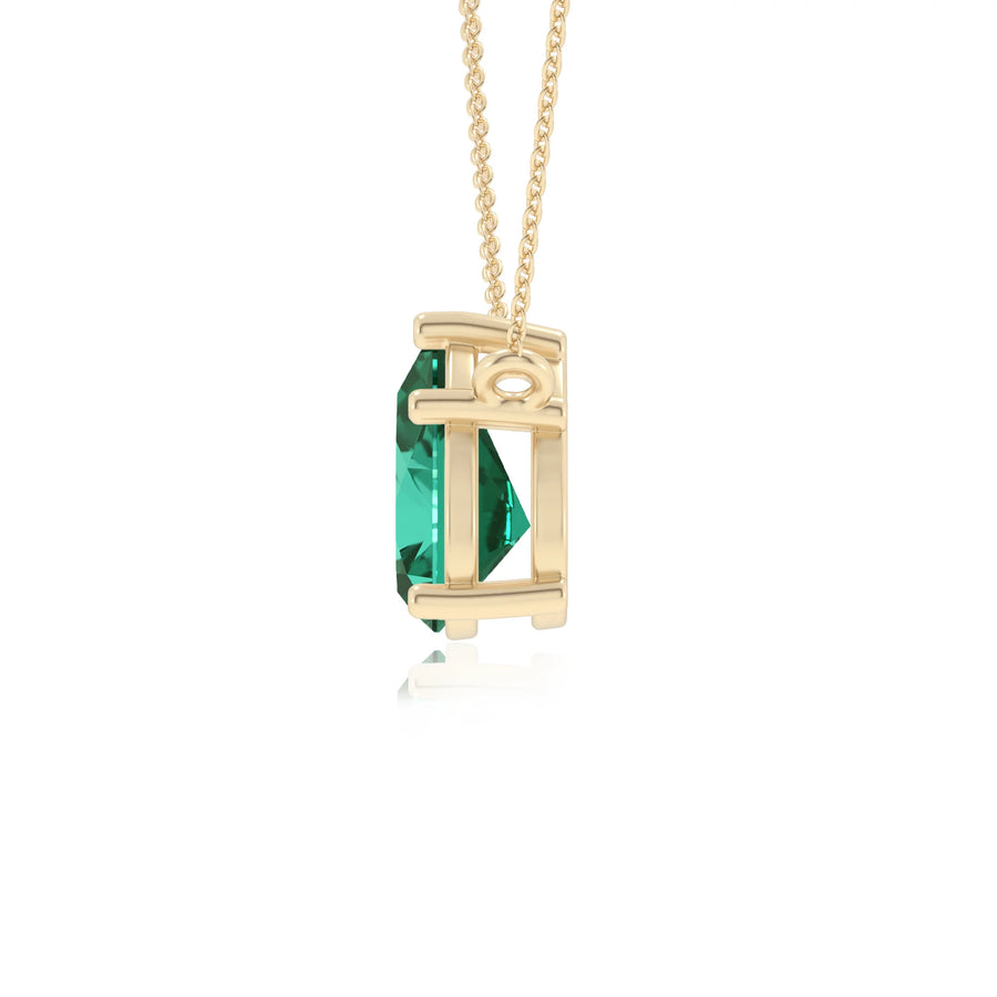 lab grown emerald pear solitaire necklaces in yellow gold 