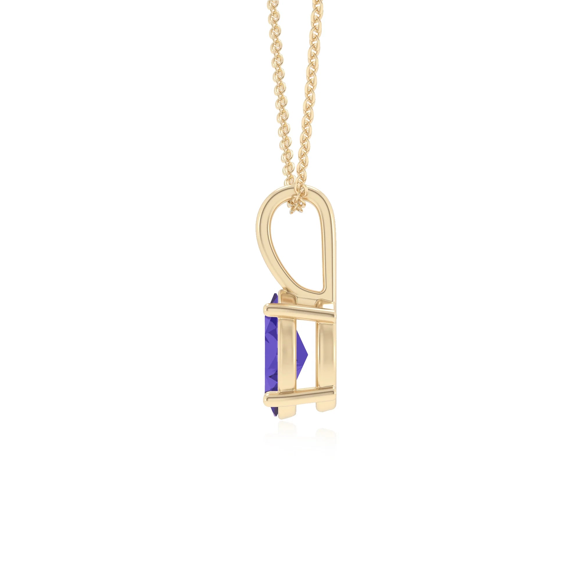 lab grown tanzanite oval solitaire necklaces in yellow gold 