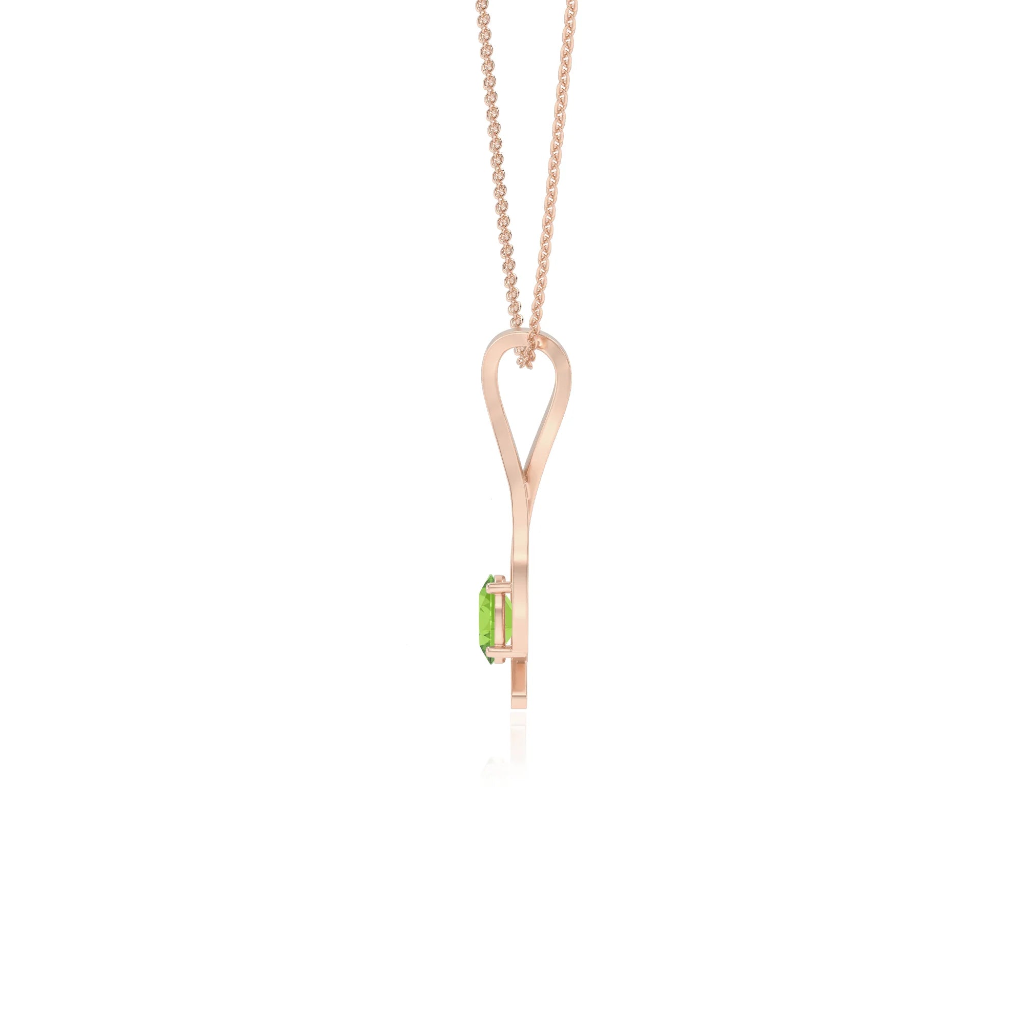 natural peridot oval solitaire necklaces in rose gold 