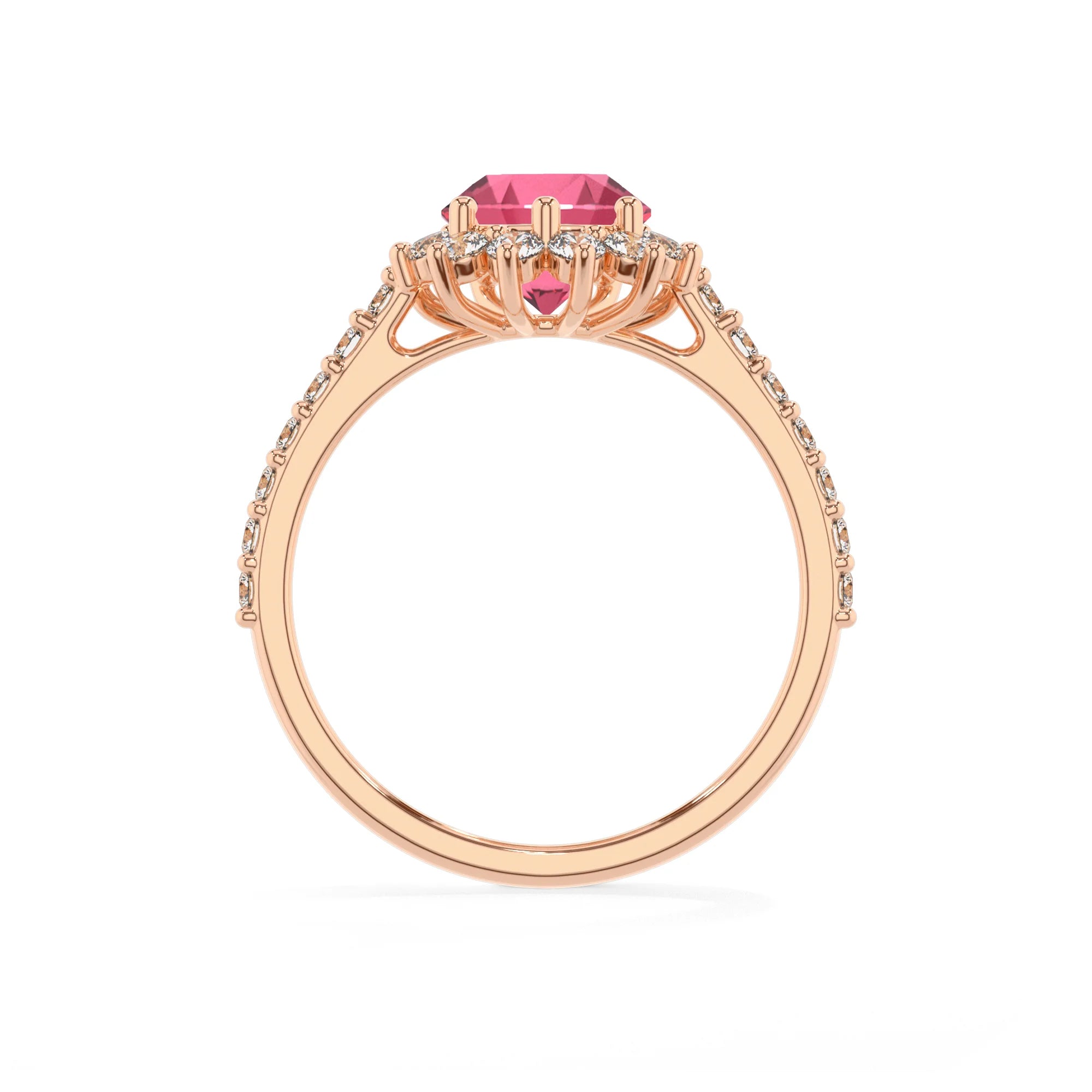 lab grown pink-tourmaline pear solitaire rings in rose gold 