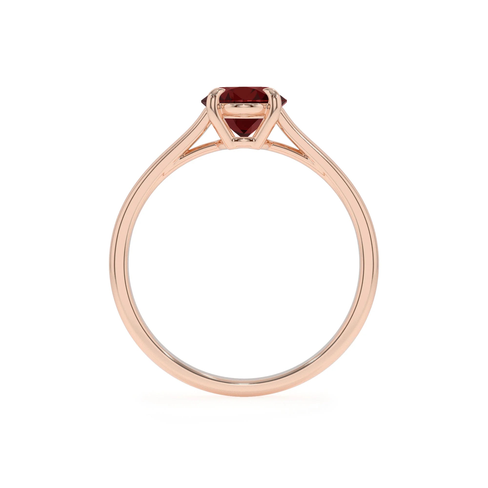 natural garnet oval solitaire rings in rose gold 
