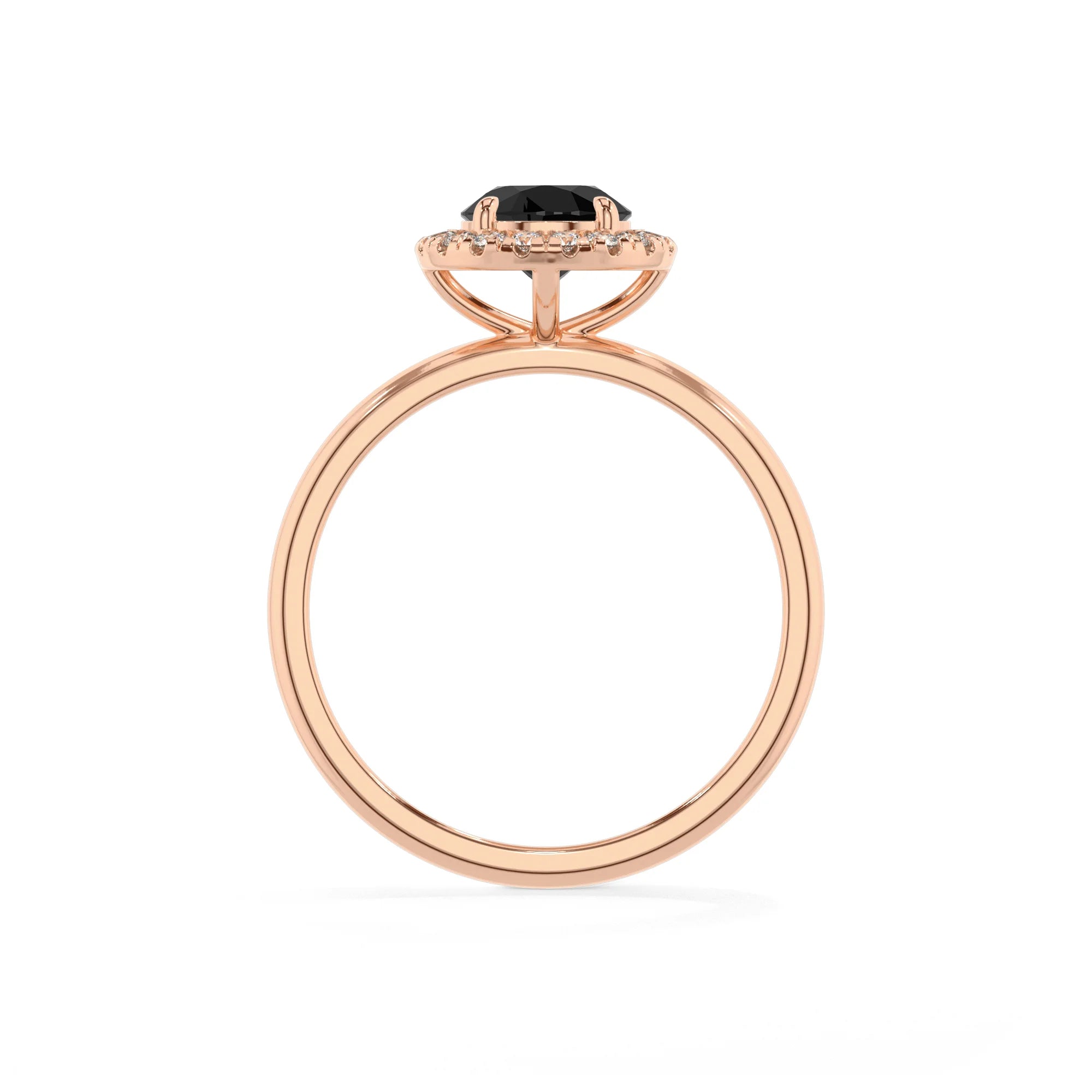 natural black-onyx round solitaire rings in rose gold 