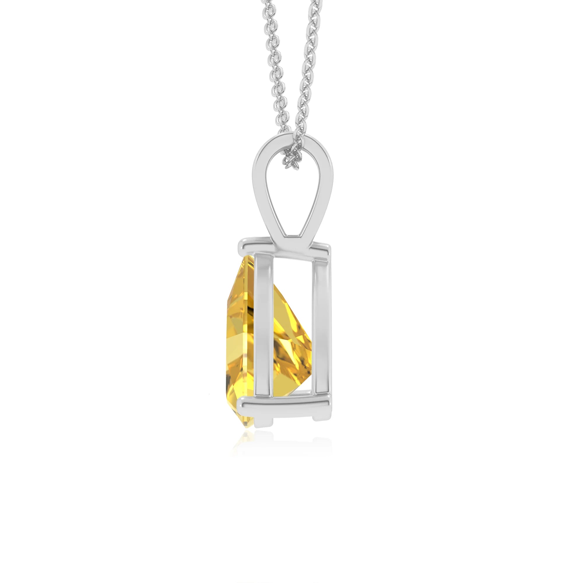 lab grown yellow-sapphire trillion solitaire v-bale necklaces in sterling silver 