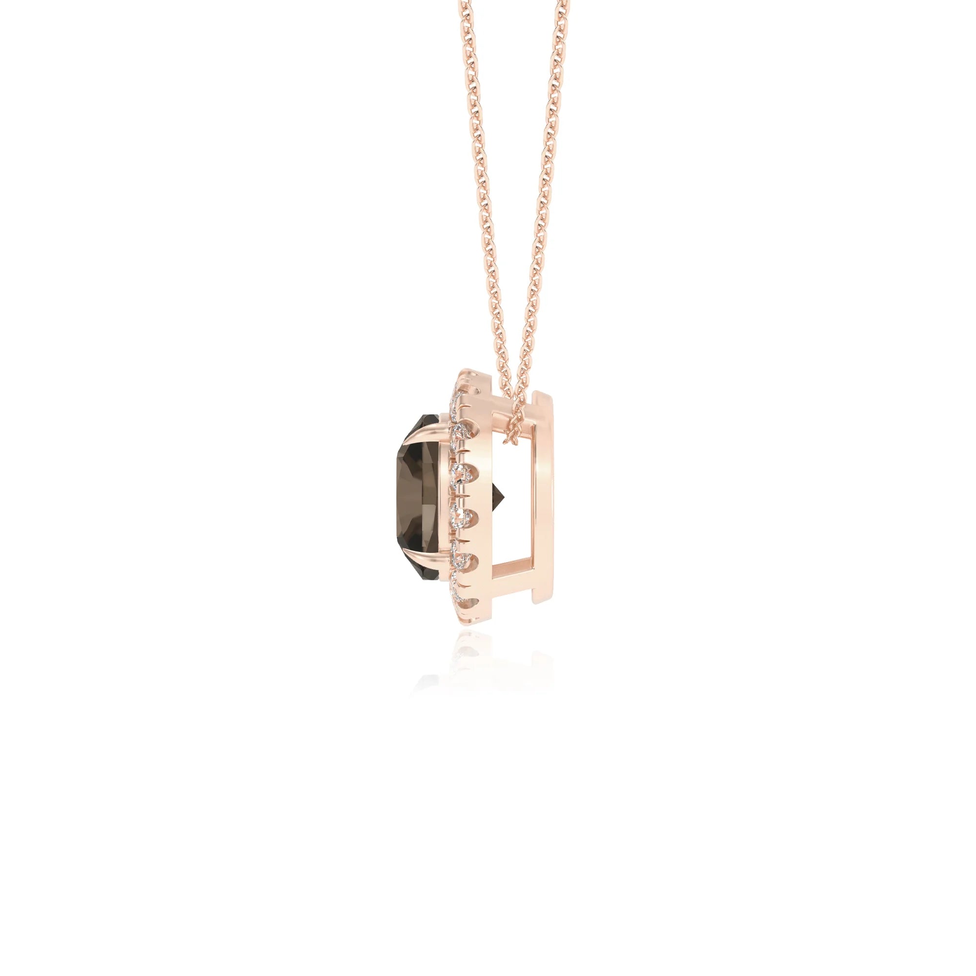 natural smoky quartz cushion solitaire necklaces in rose gold 