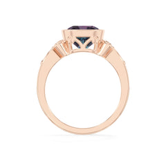 lab grown alexandrite cushion solitaire rings in rose gold 