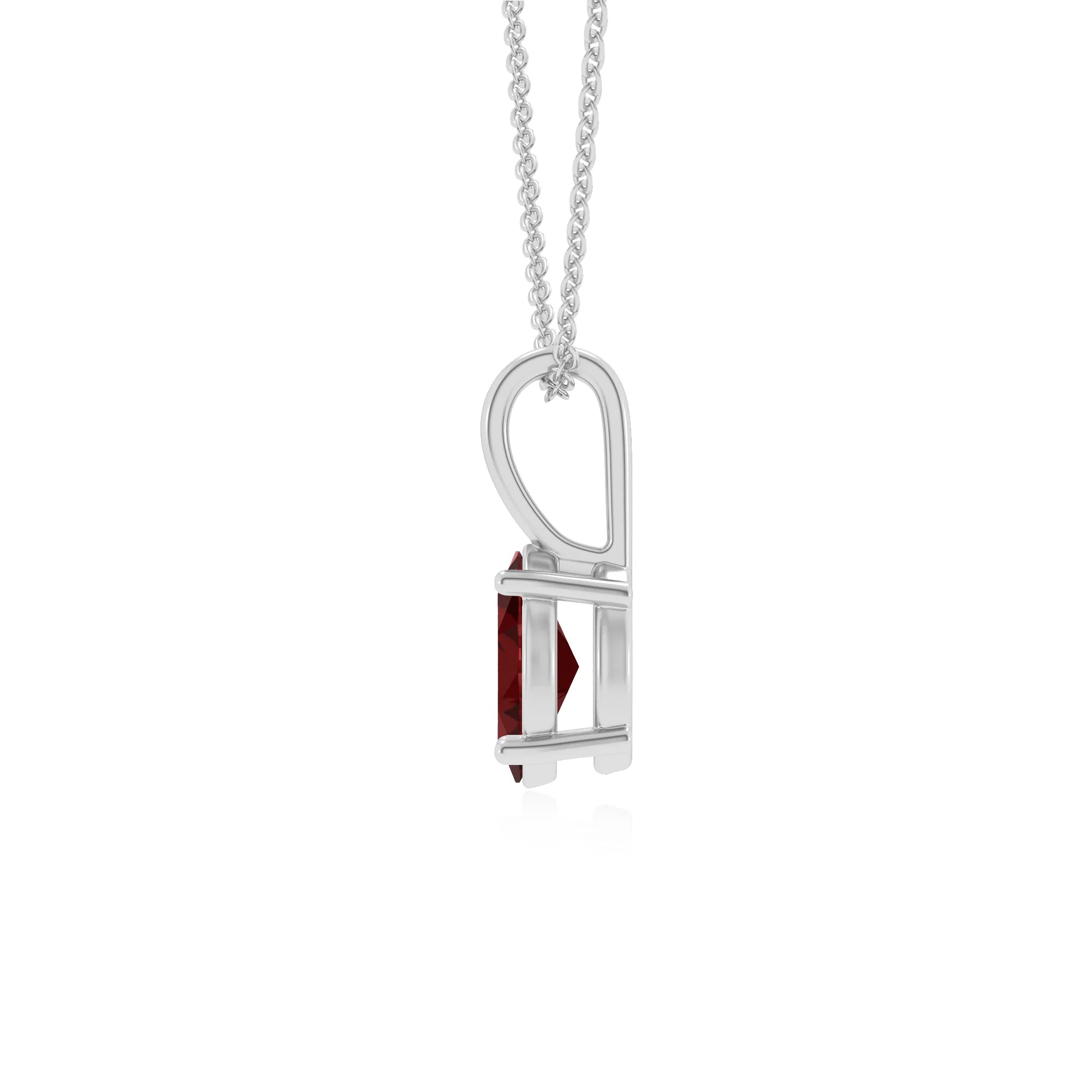 natural garnet oval solitaire necklaces in sterling silver 
