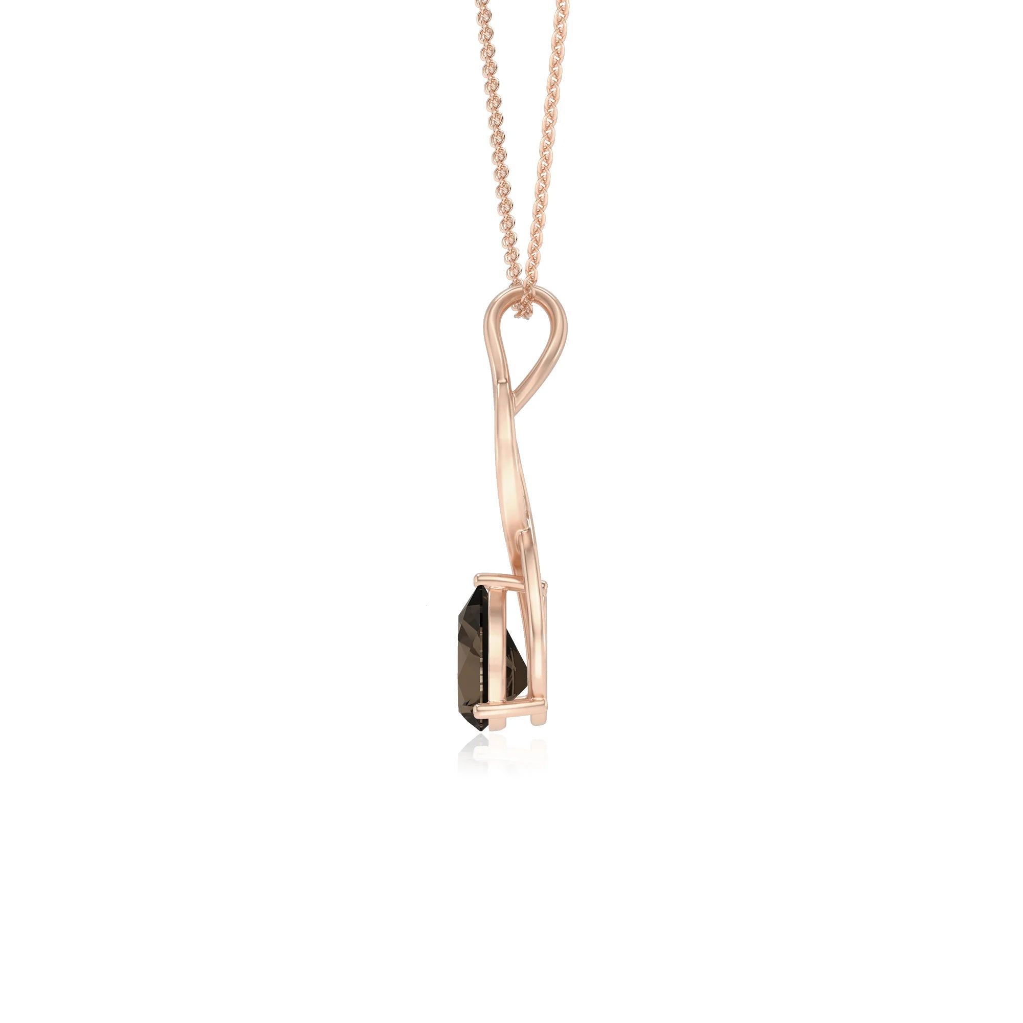 natural smoky-quartz pear solitaire necklaces in rose gold 