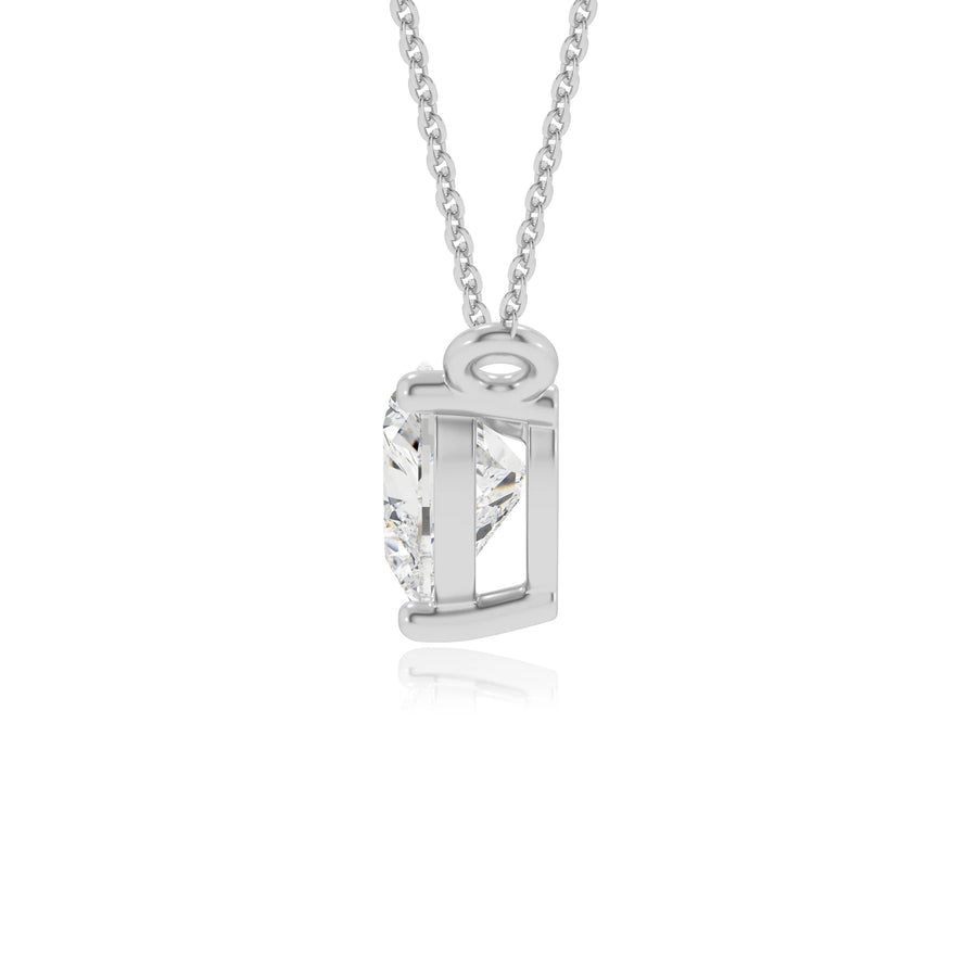 lab grown moissanite heart solitaire necklaces in white gold 