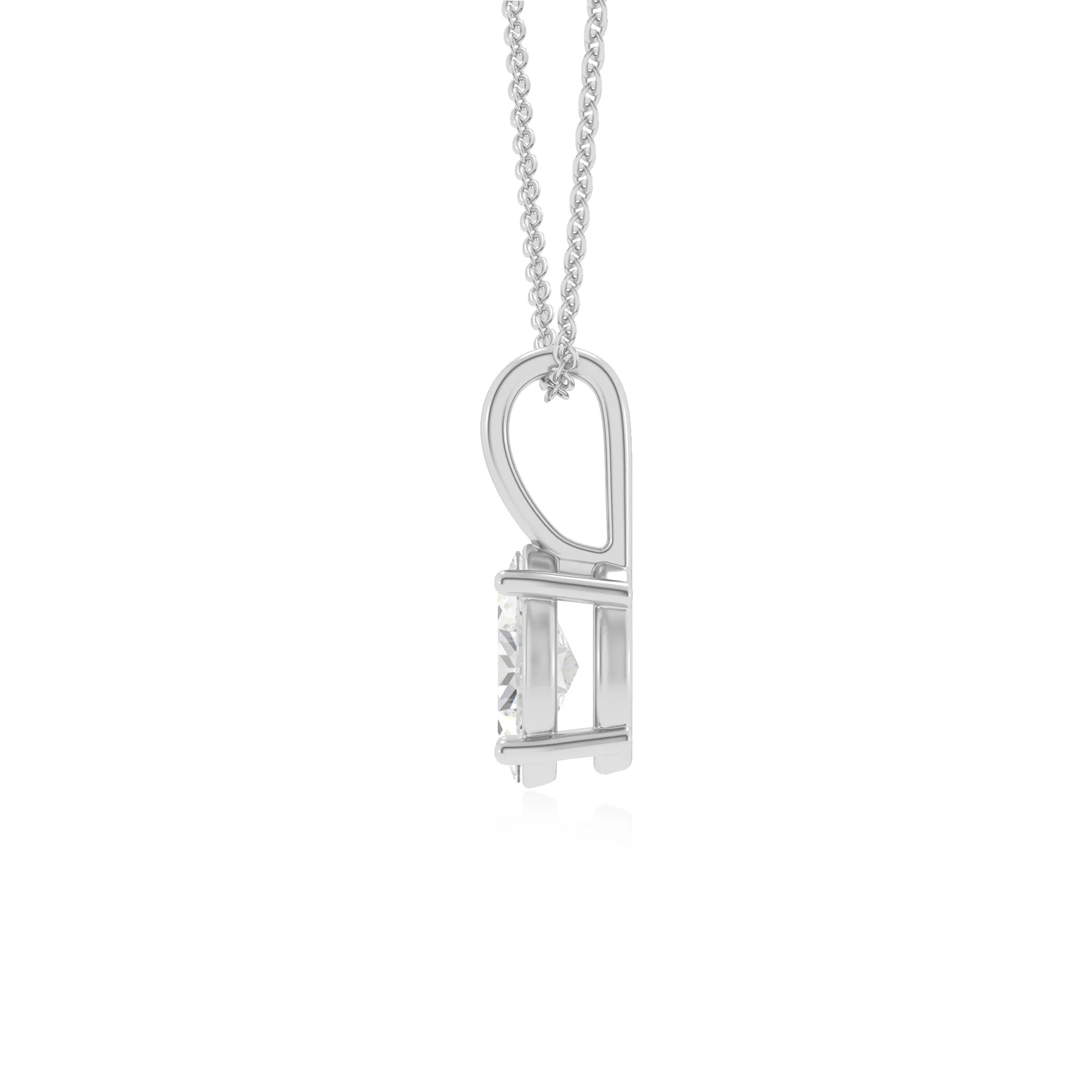 lab grown moissanite oval solitaire necklaces in white gold 