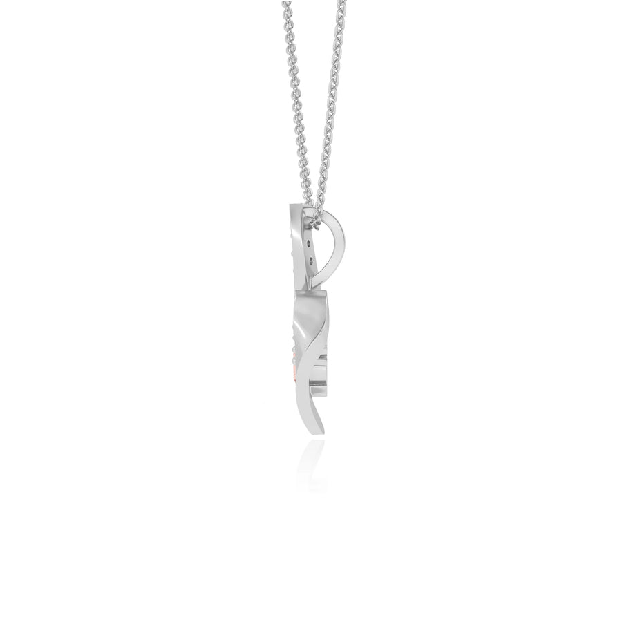lab grown morganite round solitaire v-bale necklaces in platinum 