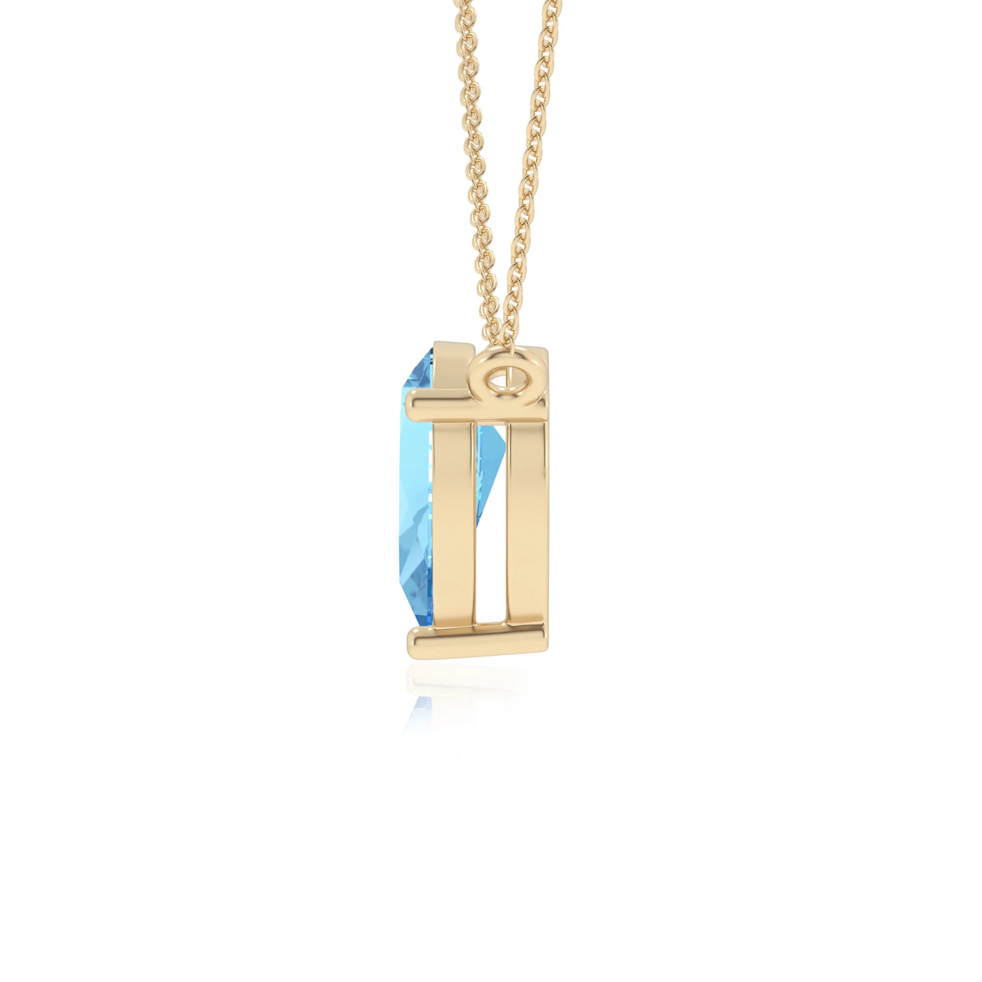natural swiss-blue-topaz pear solitaire necklaces in yellow gold 