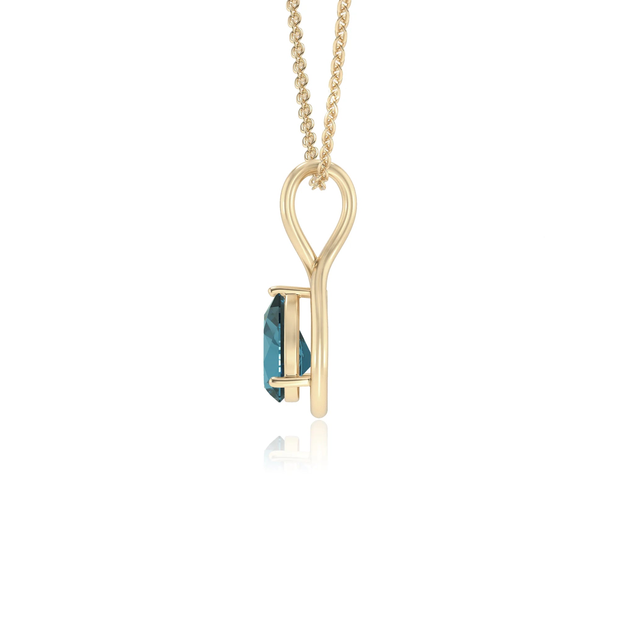 natural london-blue-topaz pear solitaire necklaces in yellow gold 