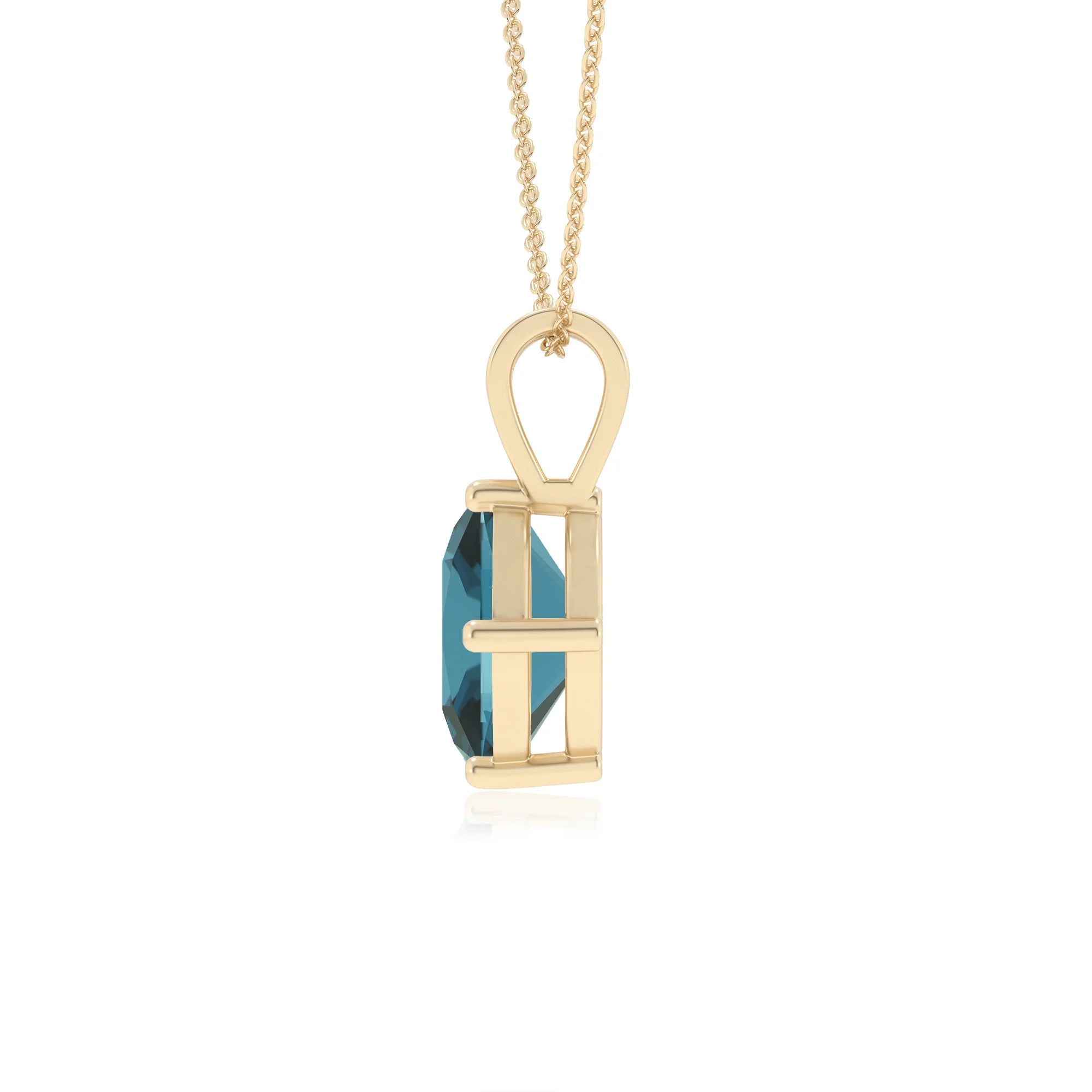 natural london-blue-topaz cushion solitaire v-bale necklaces in yellow gold 