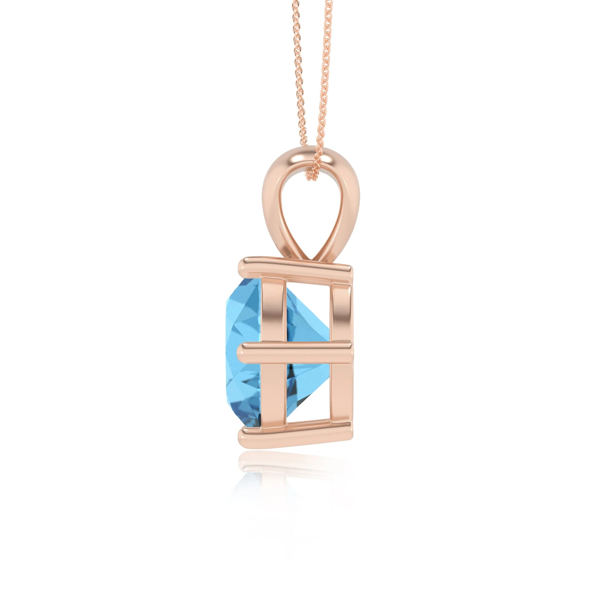 natural swiss-blue-topaz round solitaire necklaces in rose gold 
