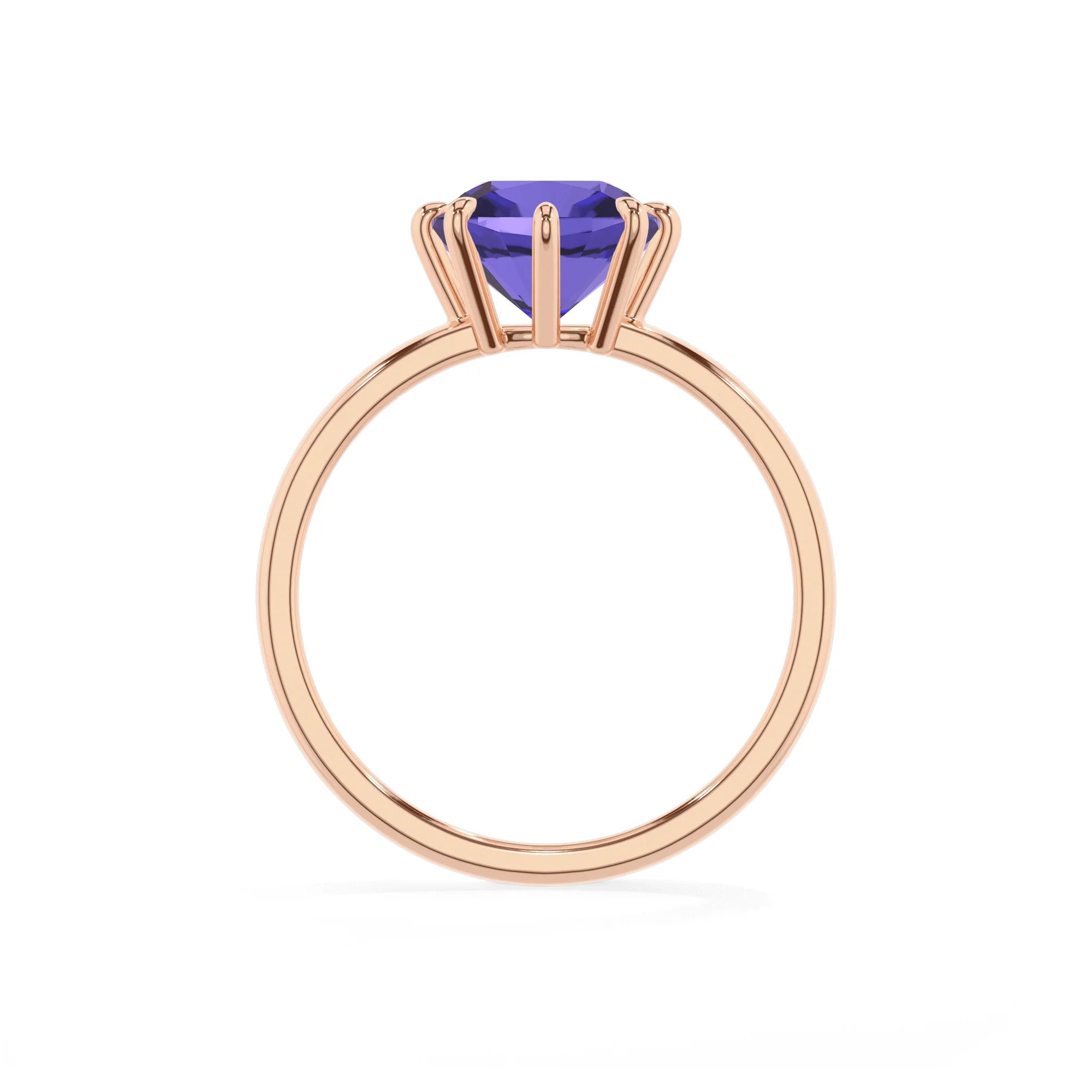 lab grown tanzanite cushion solitaire rings in rose gold 