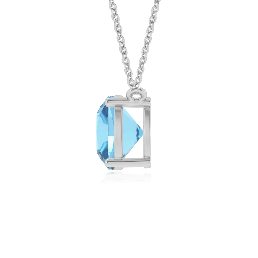 natural swiss-blue-topaz cushion solitaire necklaces in white gold 