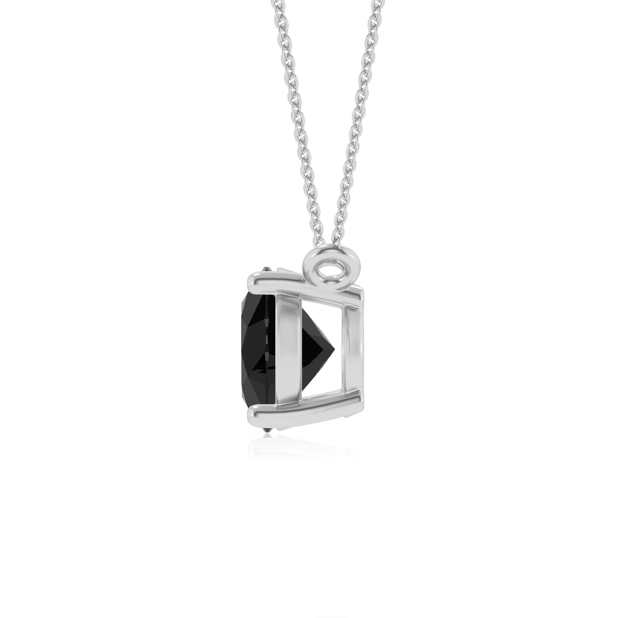 natural black-onyx oval solitaire necklaces in sterling silver 