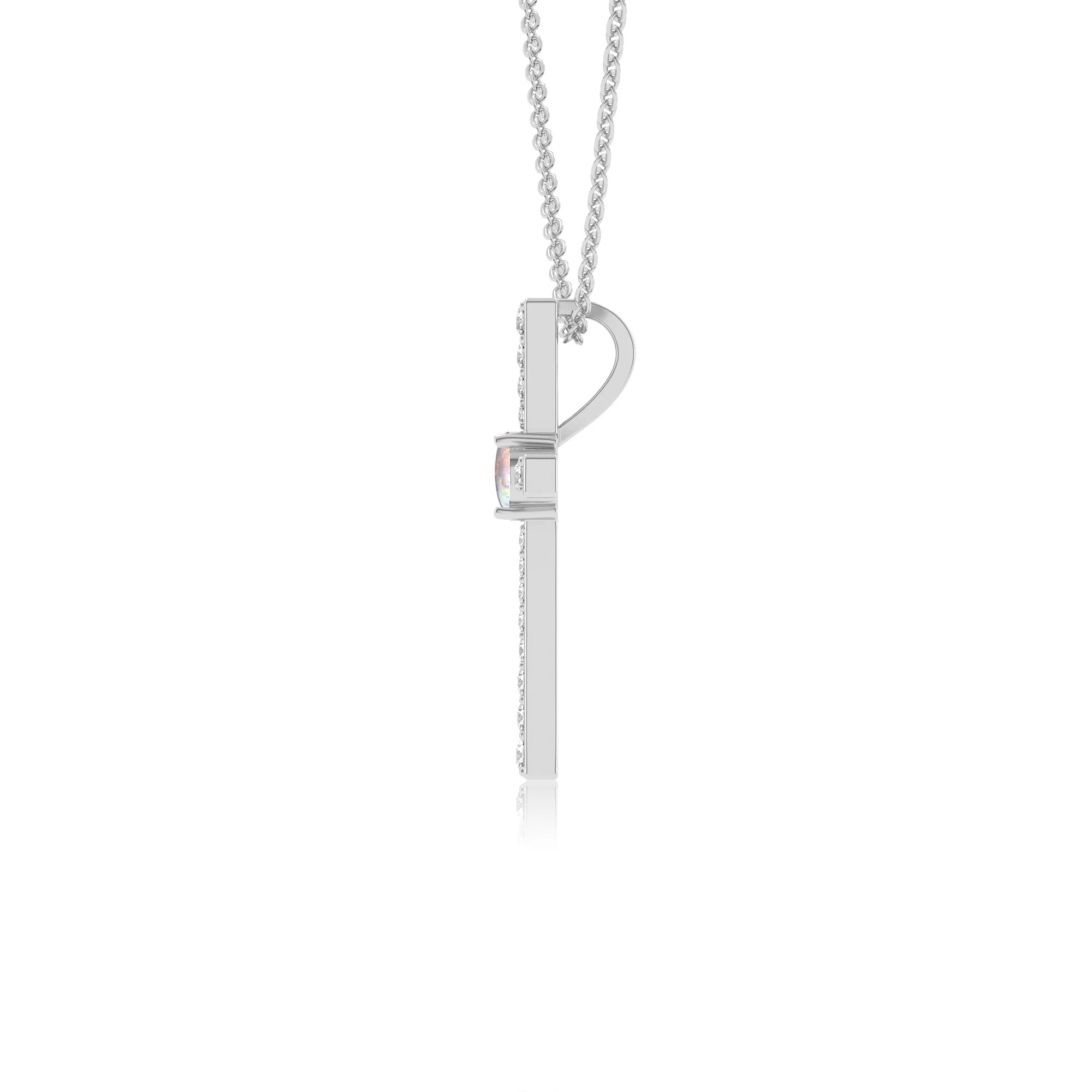 lab grown opal round infinity necklaces in white gold 