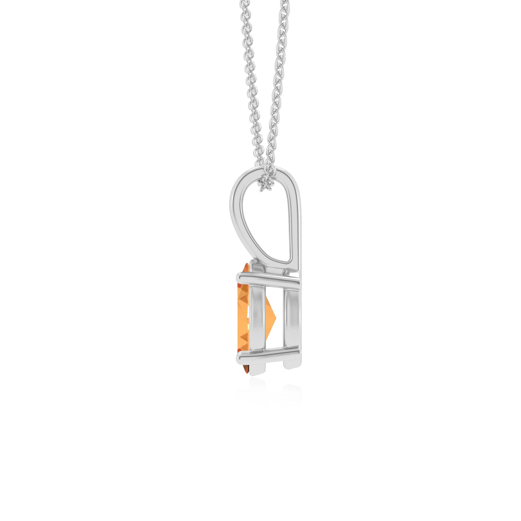 lab grown citrine oval solitaire necklaces in platinum 