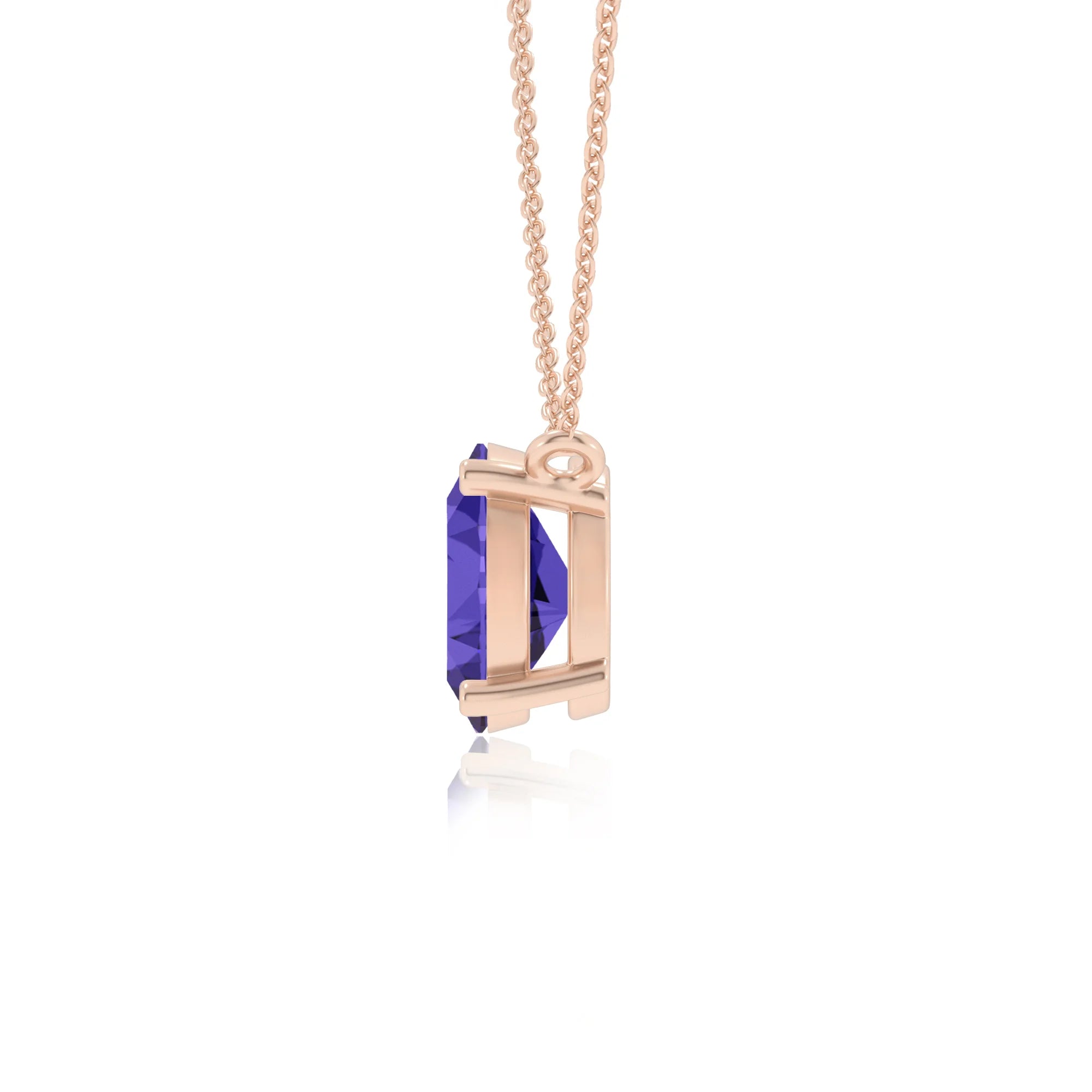 lab grown tanzanite oval solitaire necklaces in rose gold 